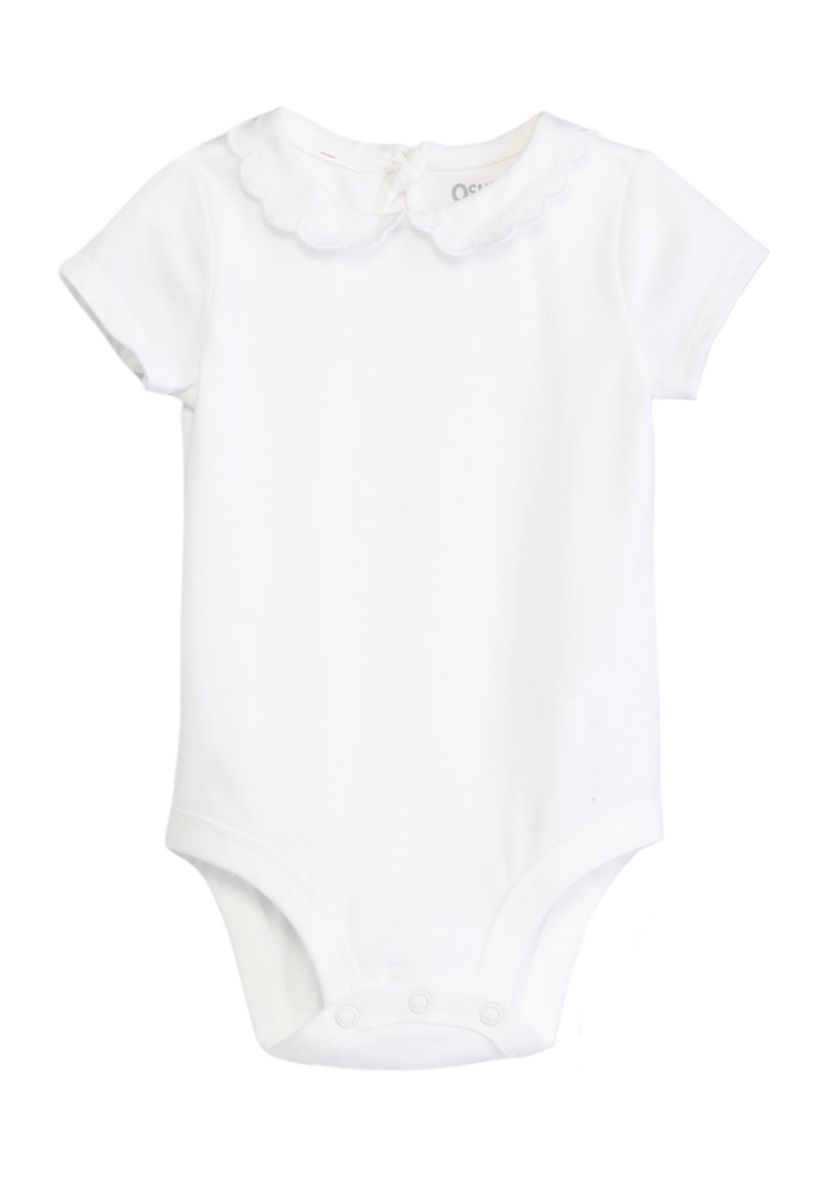 Baby Girls Short Sleeve Eyelet Collar Bodysuit