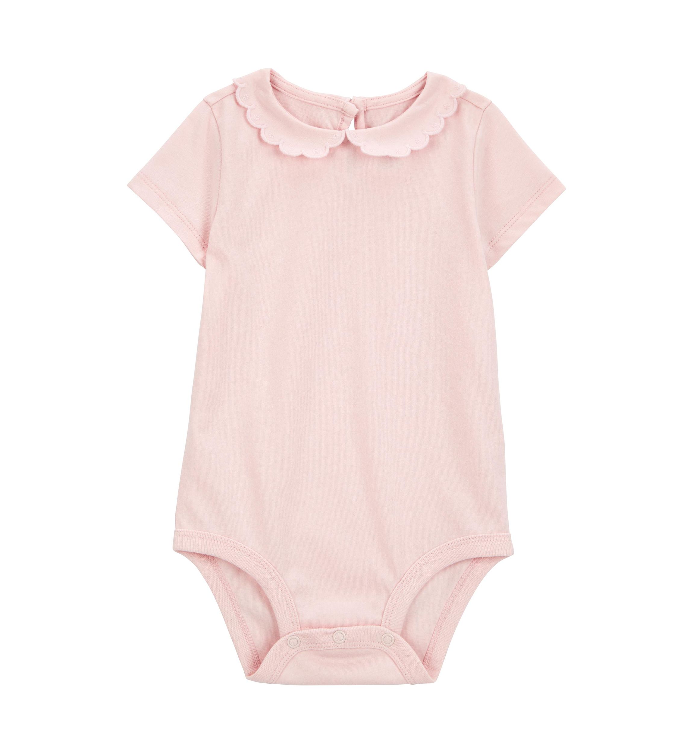Baby Girls Short Sleeve Peter Pan Collar Bodysuit