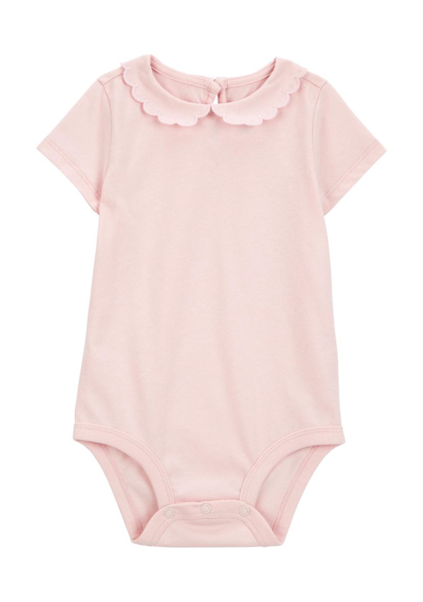 Baby Girls Short Sleeve Peter Pan Collar Bodysuit