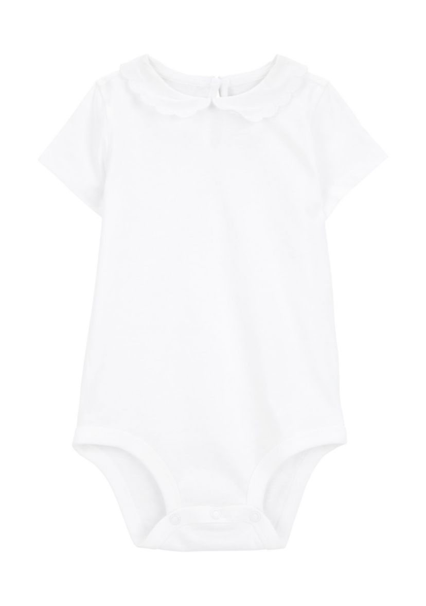 Baby Girls Short Sleeve Peter Pan Collar Bodysuit