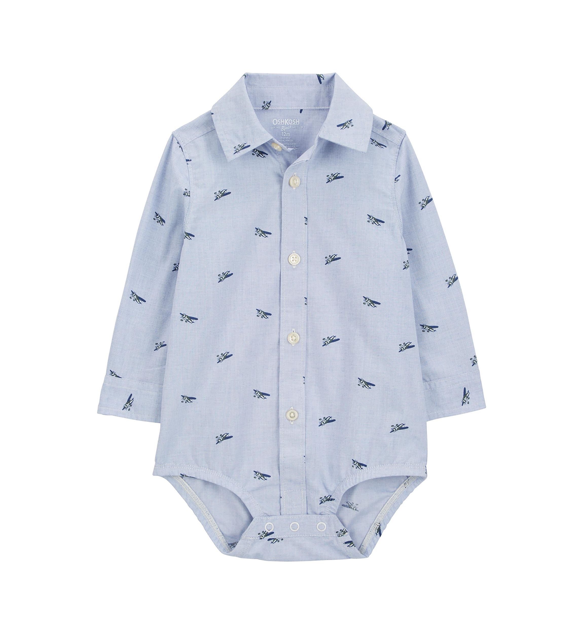 Baby Boys Long Sleeve Woven Bodysuit