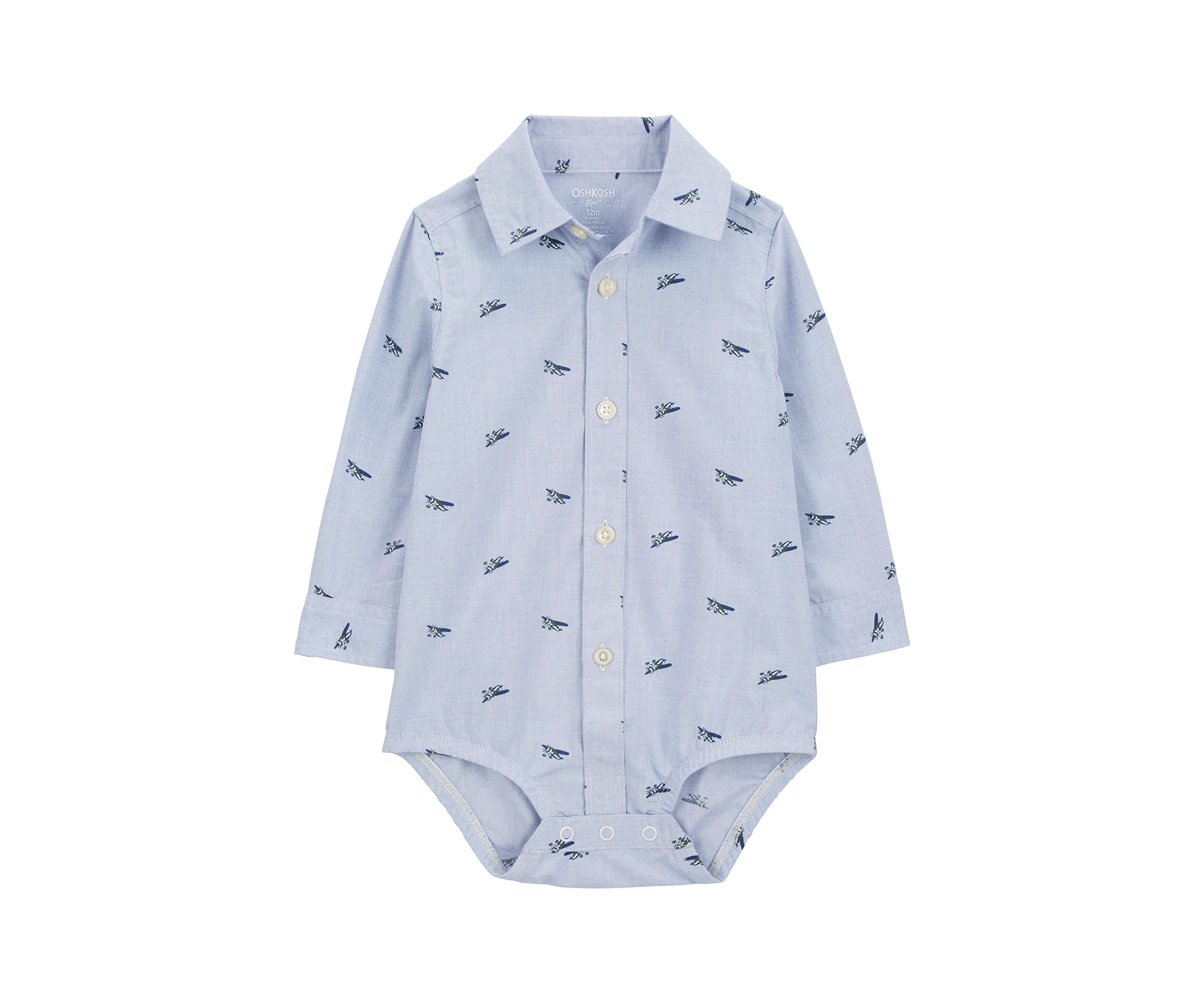 Baby Boys Long Sleeve Woven Bodysuit