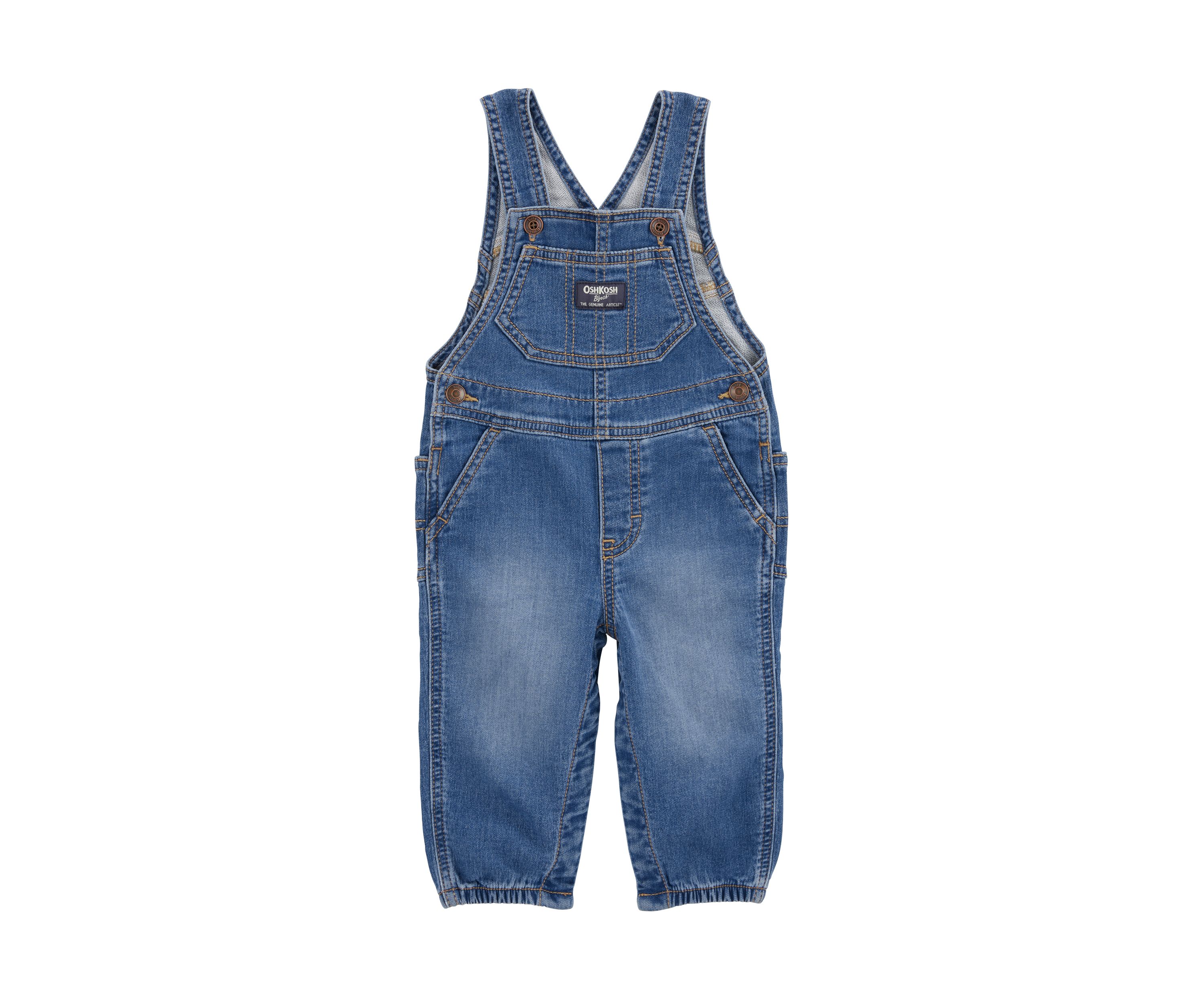 Baby Boys Knit-Like Denim Overalls
