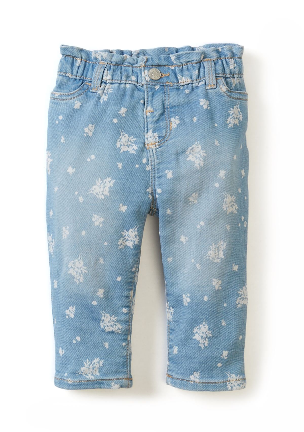 Baby Girls Printed Paperbag Jeans