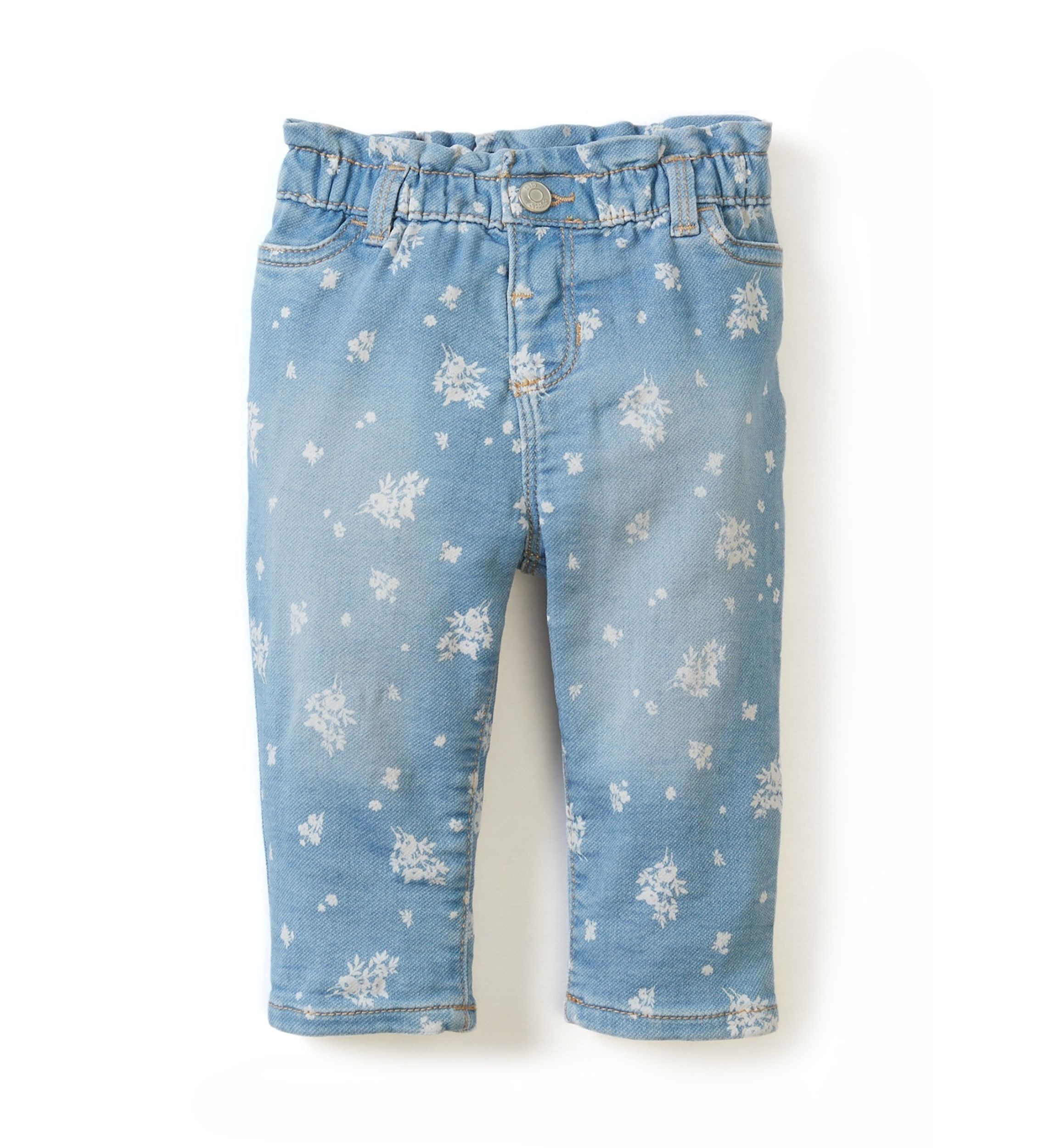 Baby Girls Printed Paperbag Jeans