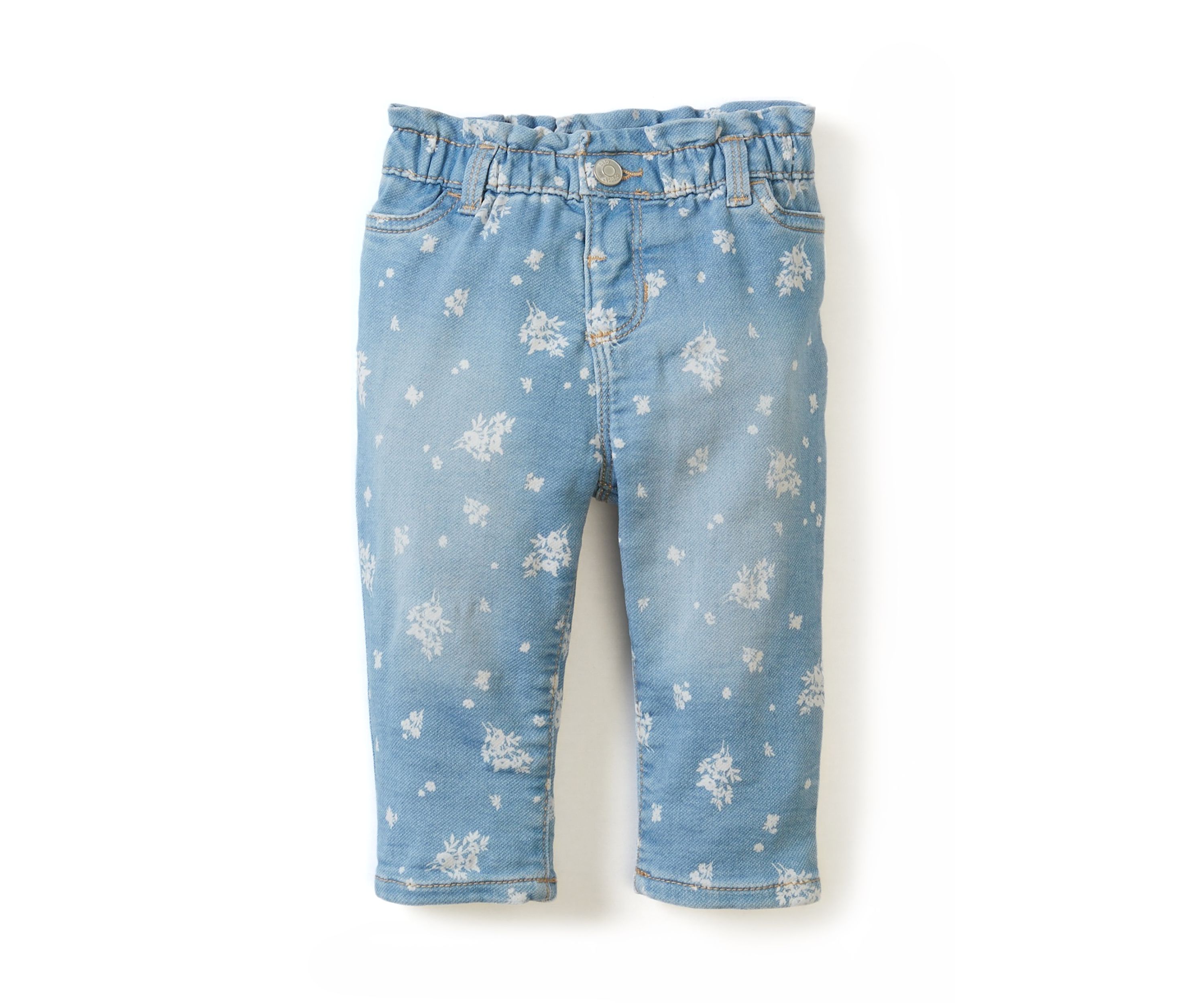 Baby Girls Printed Paperbag Jeans
