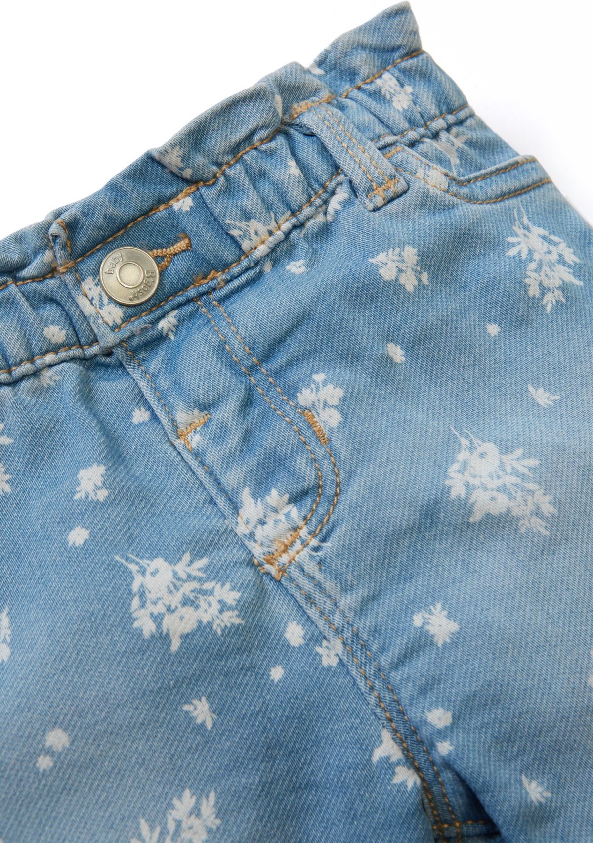 Baby Girls Printed Paperbag Jeans