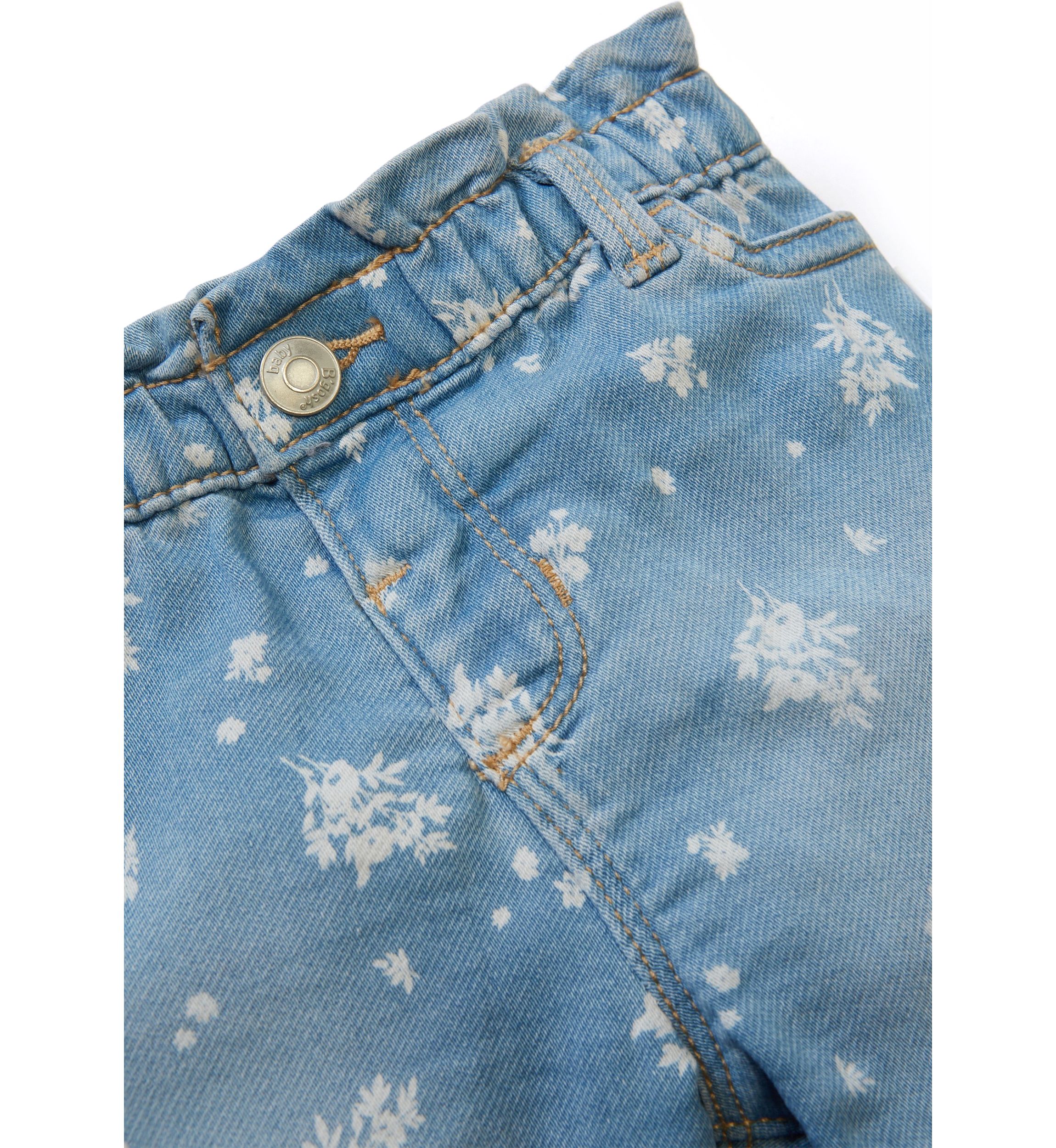 Baby Girls Printed Paperbag Jeans