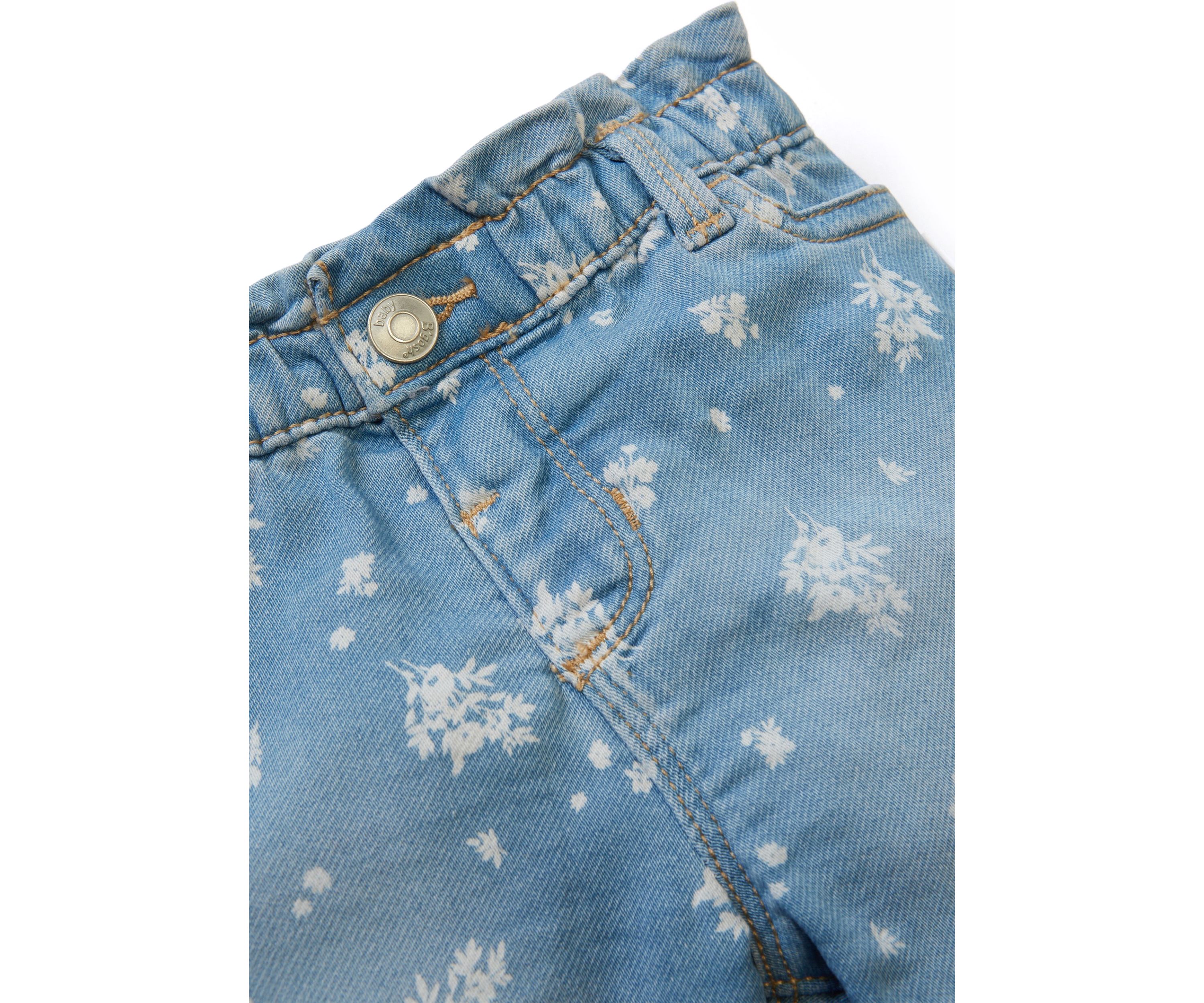 Baby Girls Printed Paperbag Jeans