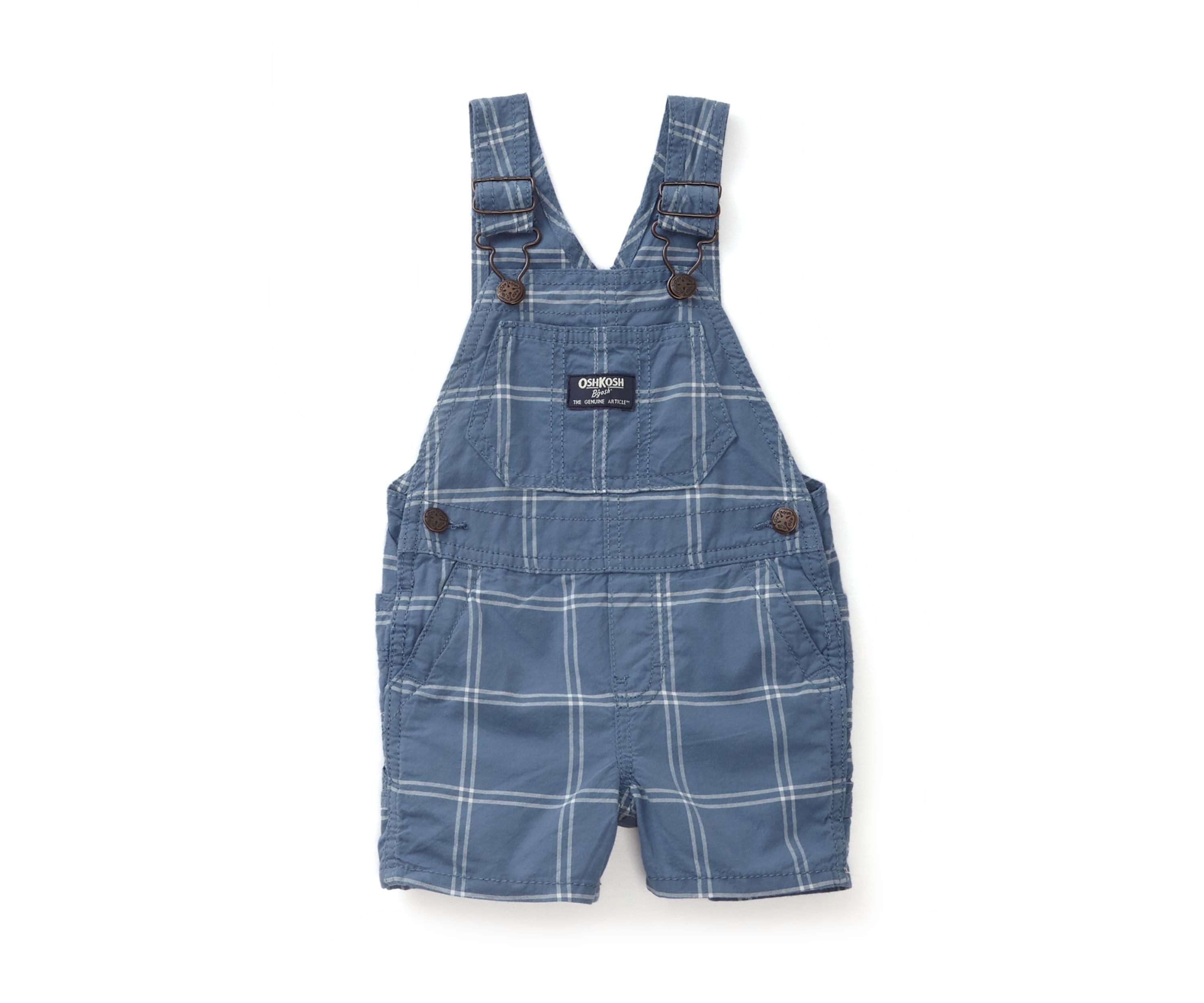 Baby Boys Windowpane Printed Woven Shortall