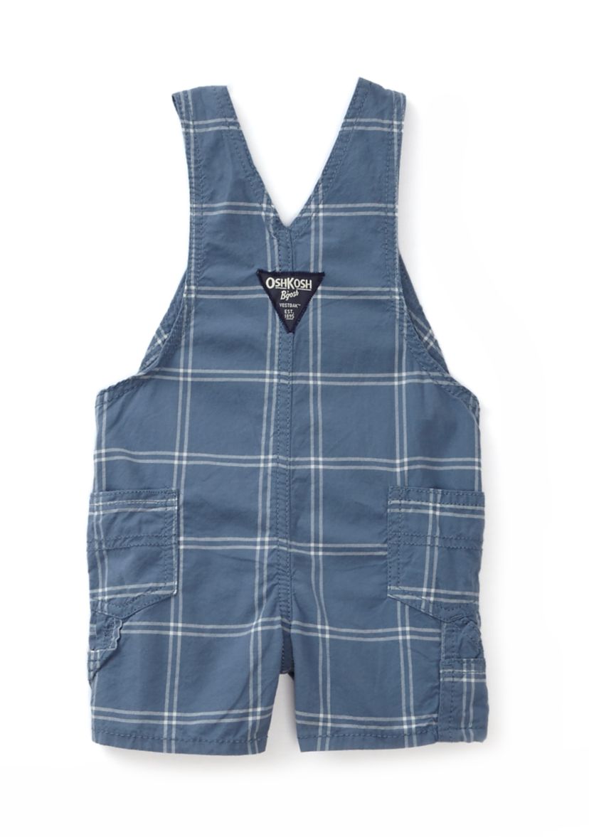 Baby Boys Windowpane Printed Woven Shortall