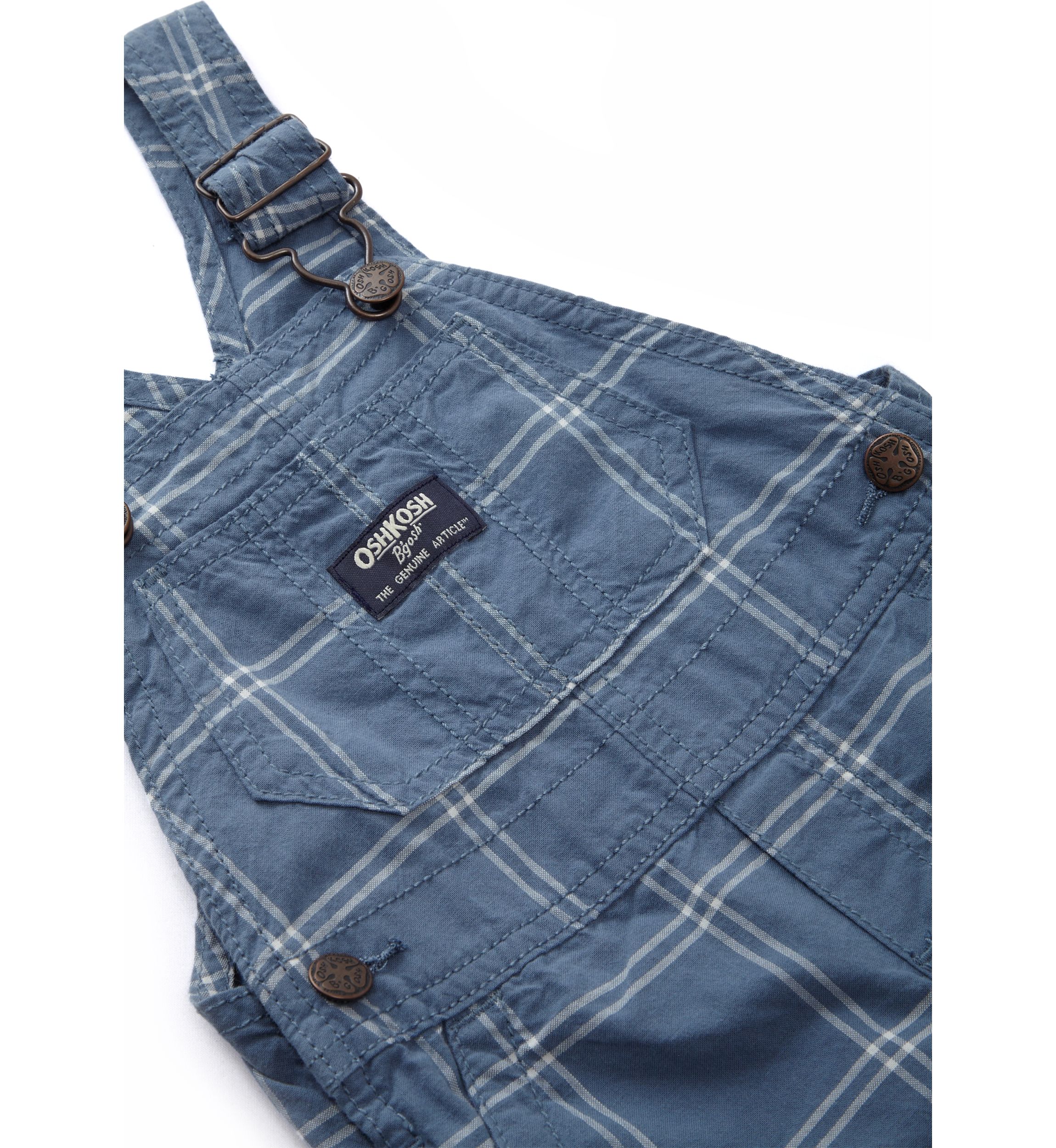 Baby Boys Windowpane Printed Woven Shortall