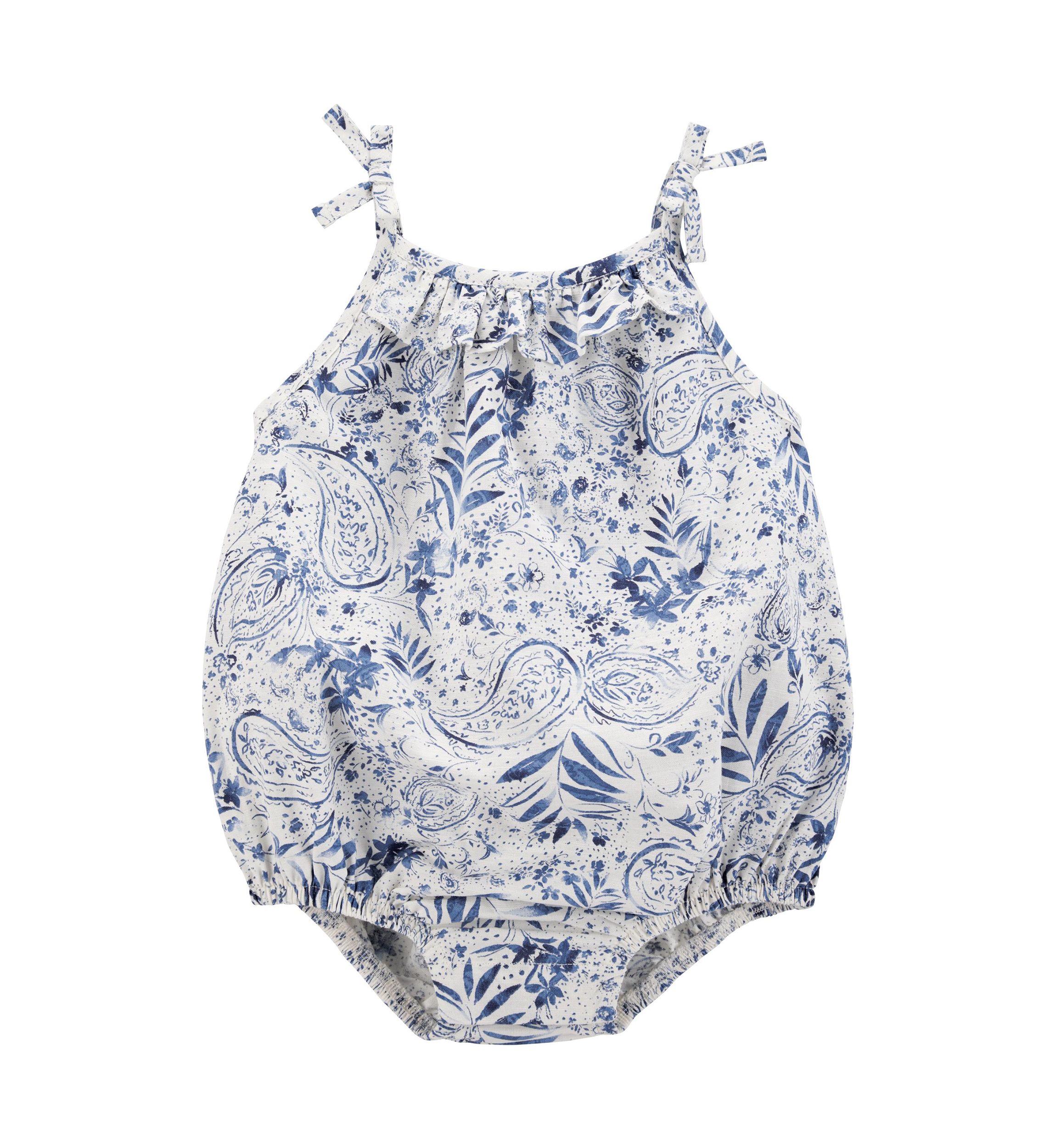 Baby Girls Woven Bubble Romper