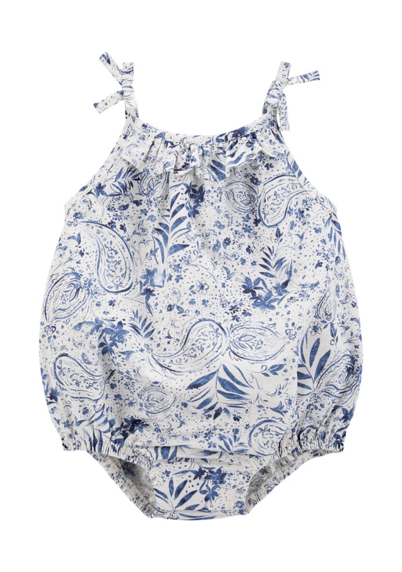 Baby Girls Woven Bubble Romper