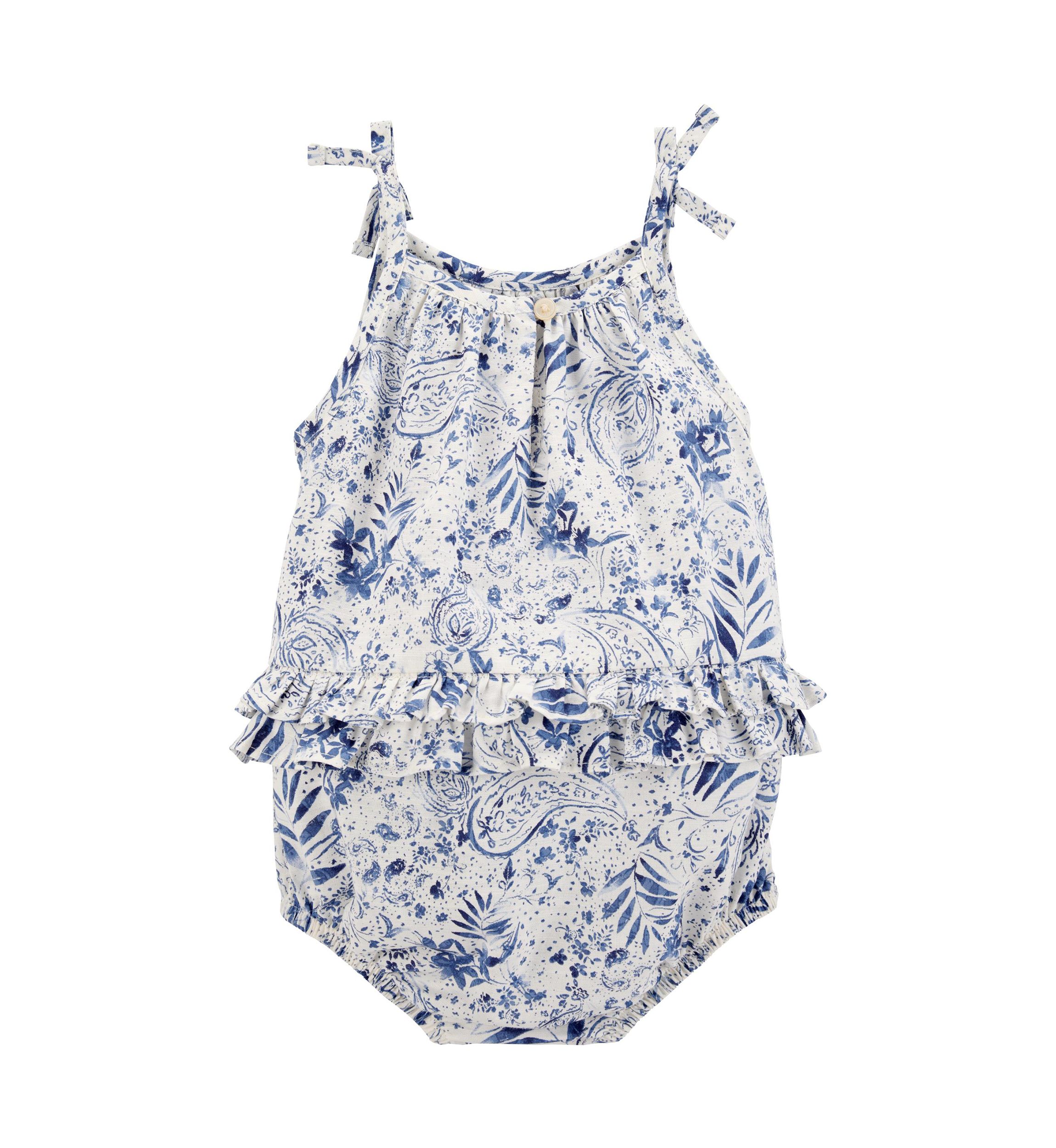Baby Girls Woven Bubble Romper