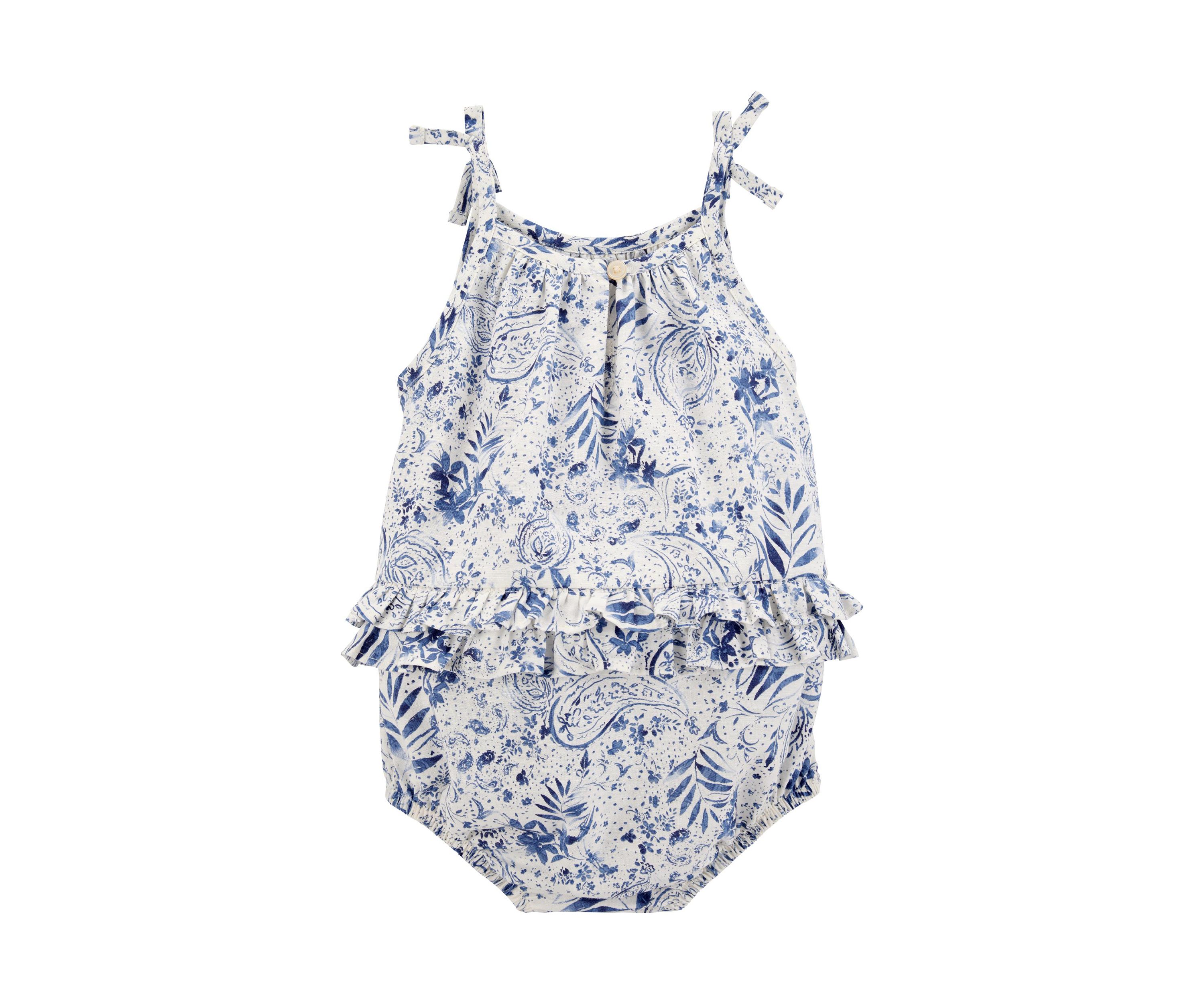 Baby Girls Woven Bubble Romper