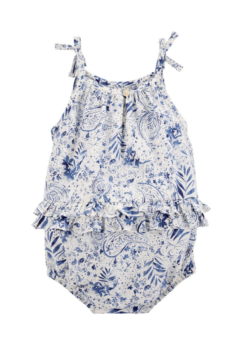 Baby Girls Woven Bubble Romper