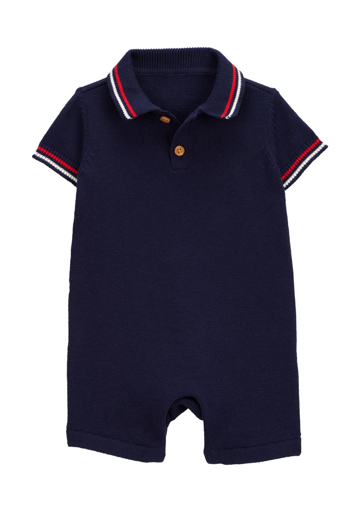 Baby Boys Romper with Stripe Trim