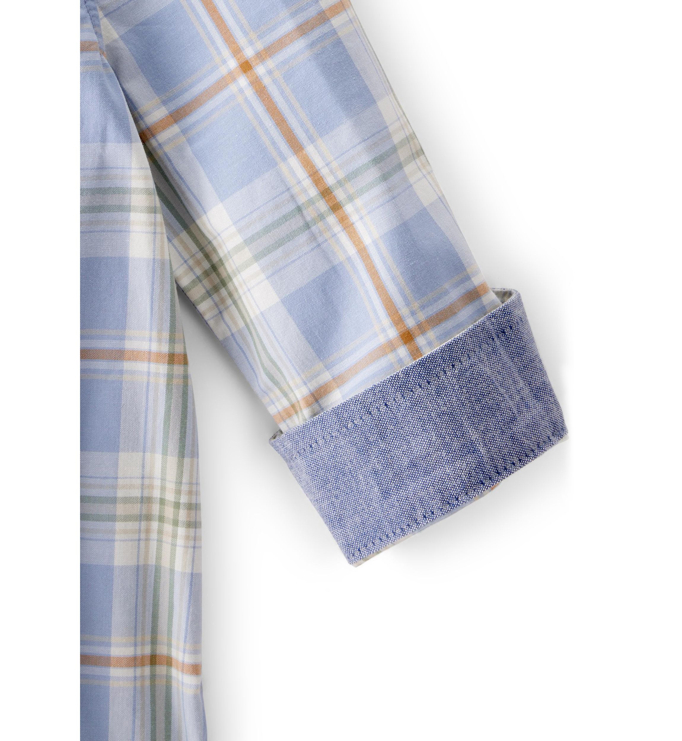 Baby Boys Poplin Plaid Button-Front Long-Sleeve Bodysuit