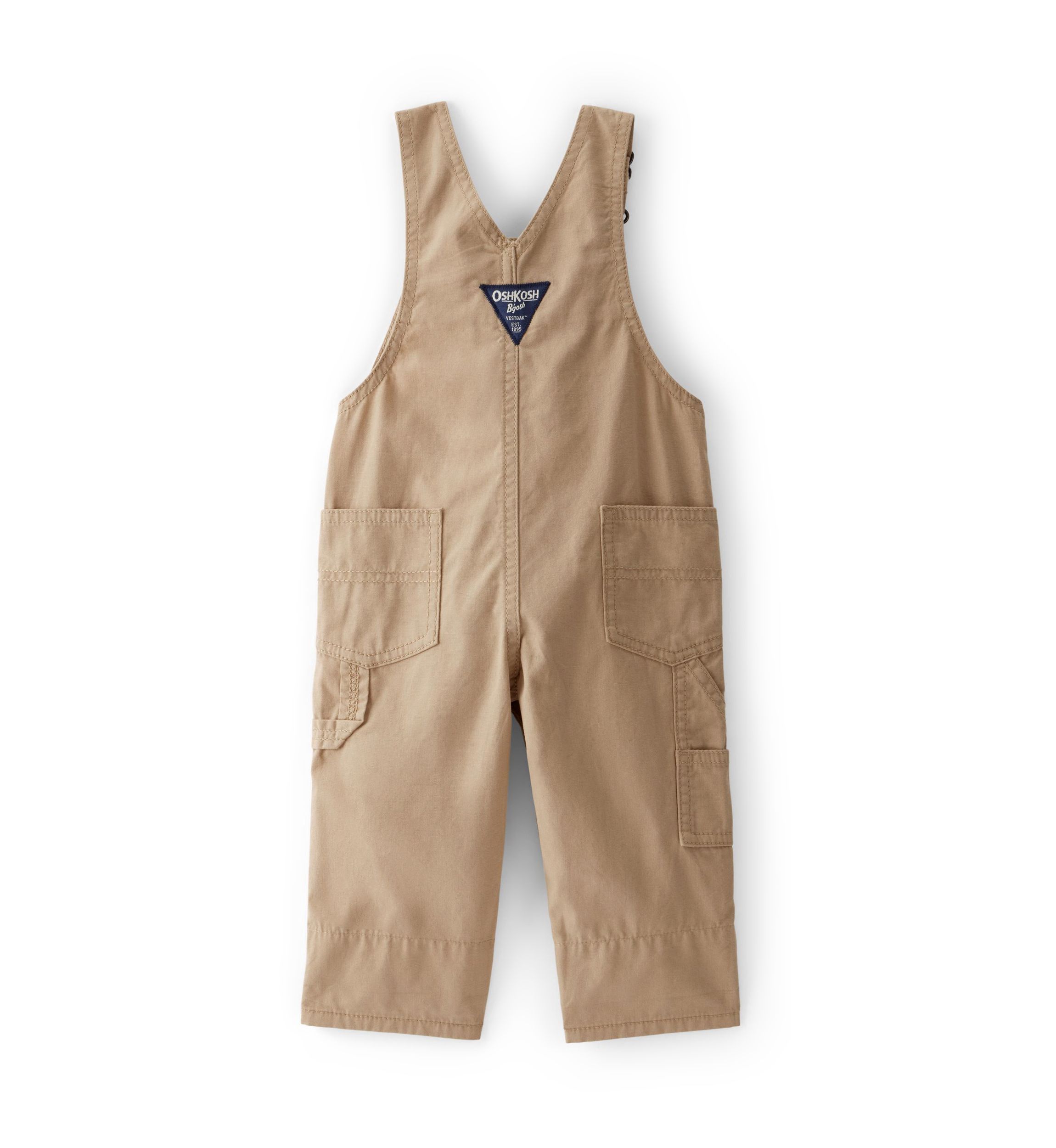 Baby Boys Lightweight Plaid-Lined Canvas Overalls