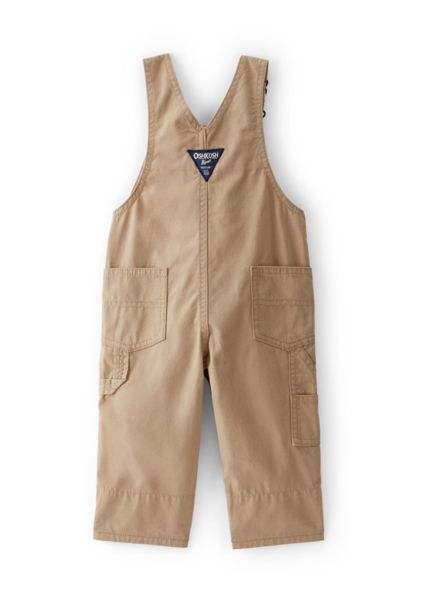 Baby Boys Lightweight Plaid-Lined Canvas Overalls