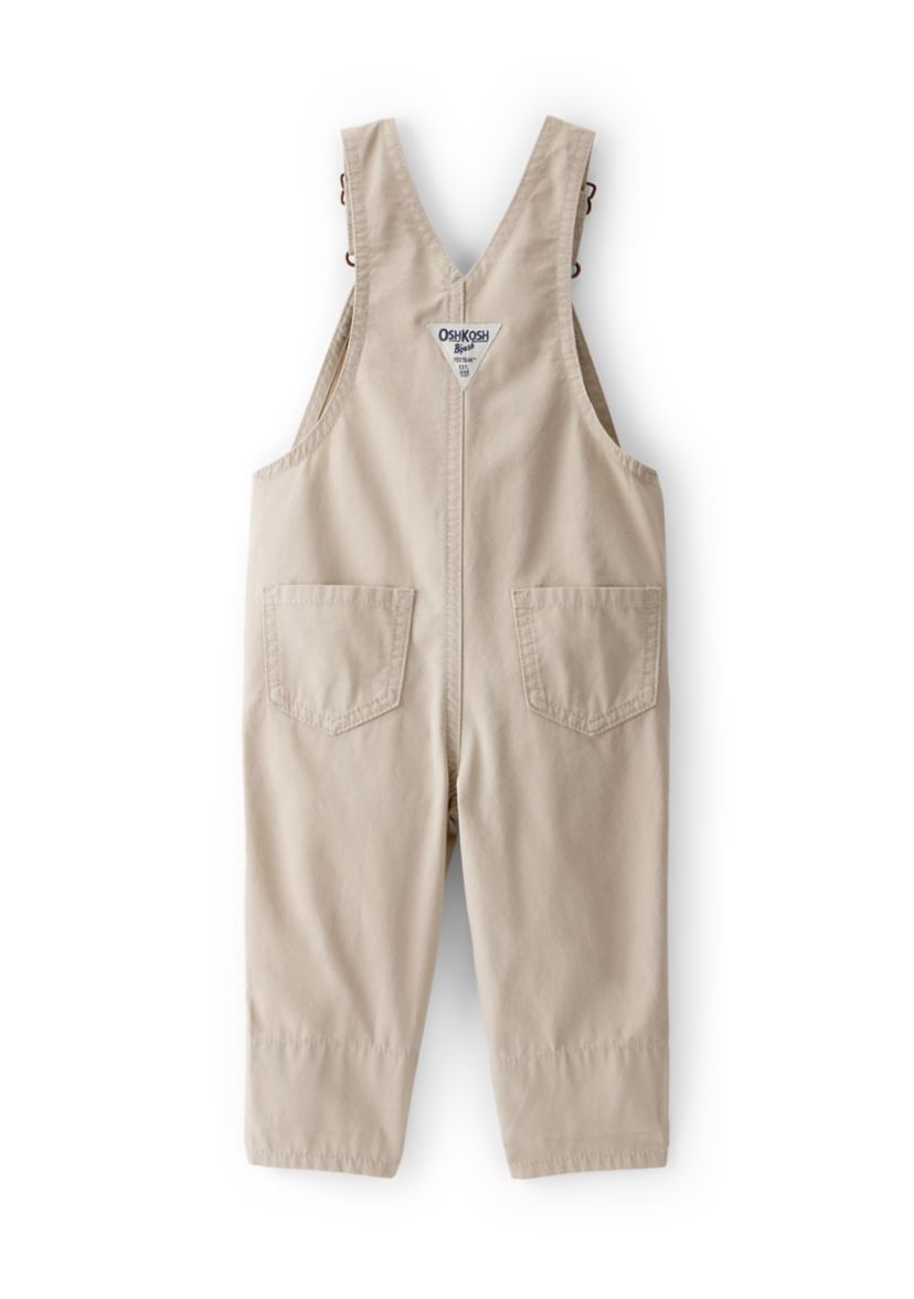 Baby Girls Lightweight Floral-Lined Canvas Overalls