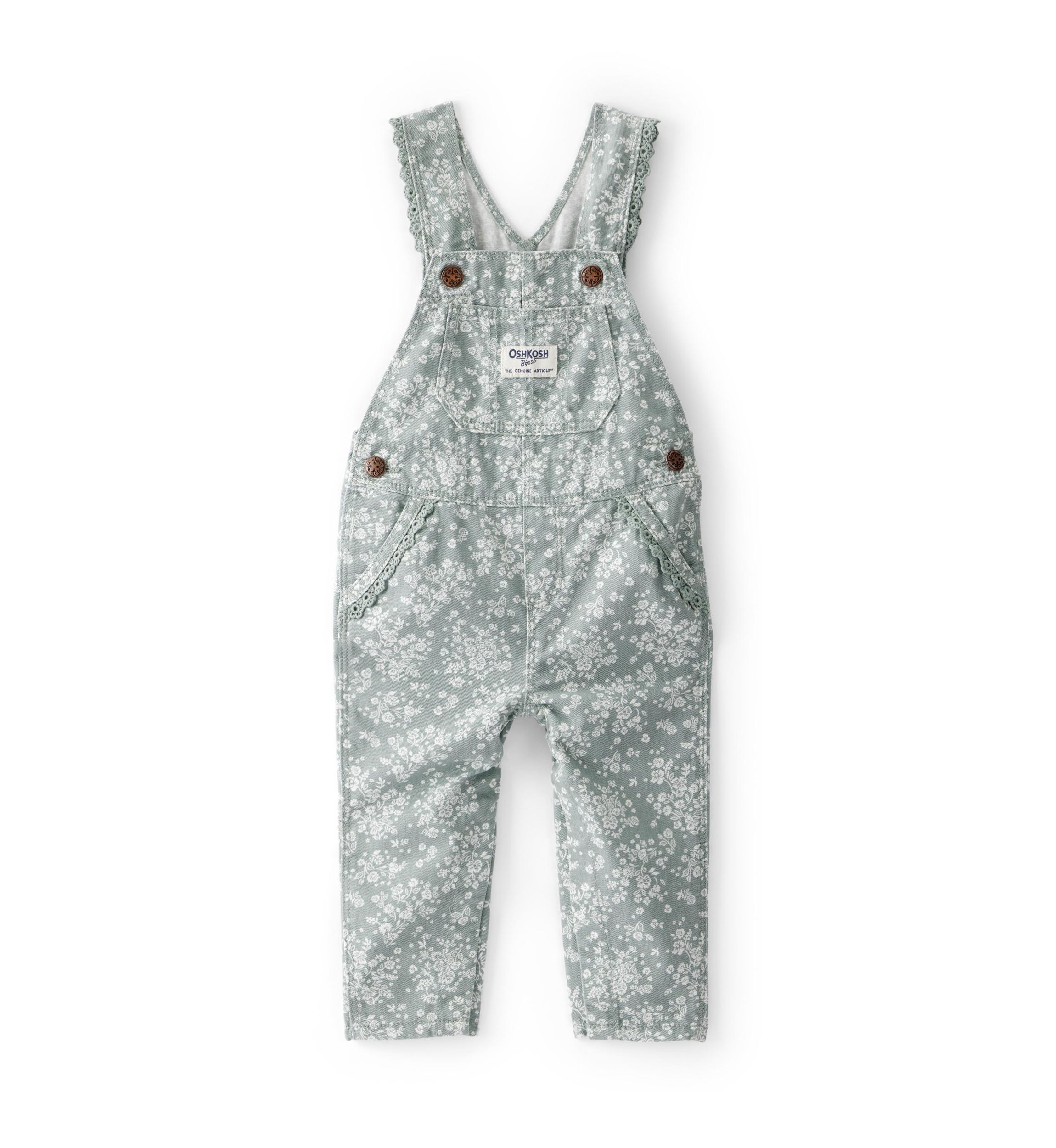 Baby Girls Floral Print Overalls