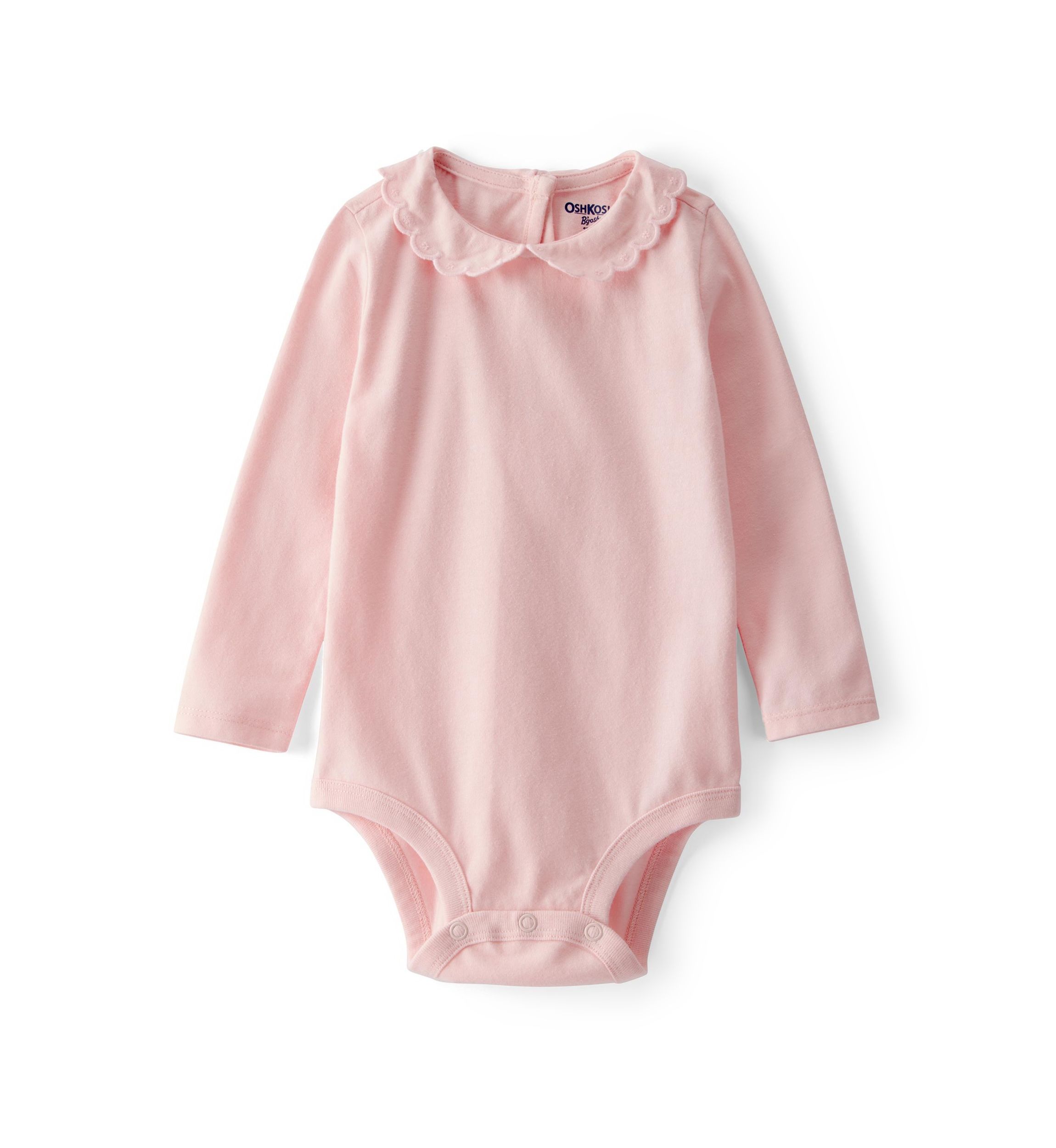 Baby Girls Scalloped Collar Long-Sleeve Bodysuit
