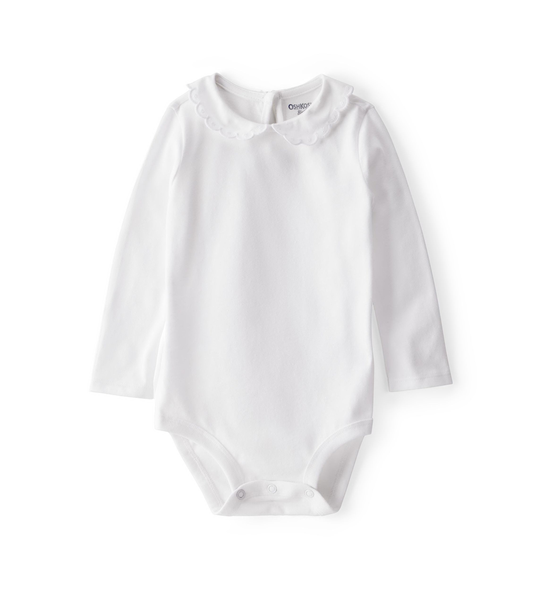 Baby Girls Scalloped Collar Long-Sleeve Bodysuit