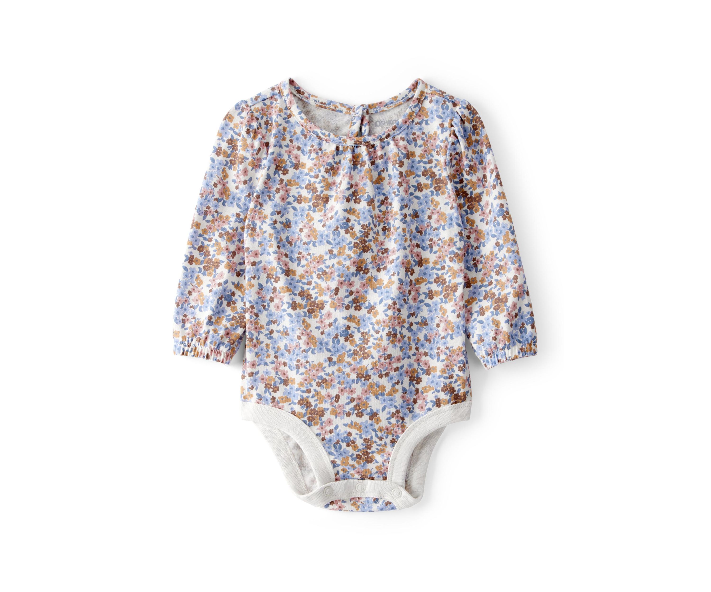 Baby Girls Floral Print Long-Sleeve Bodysuit