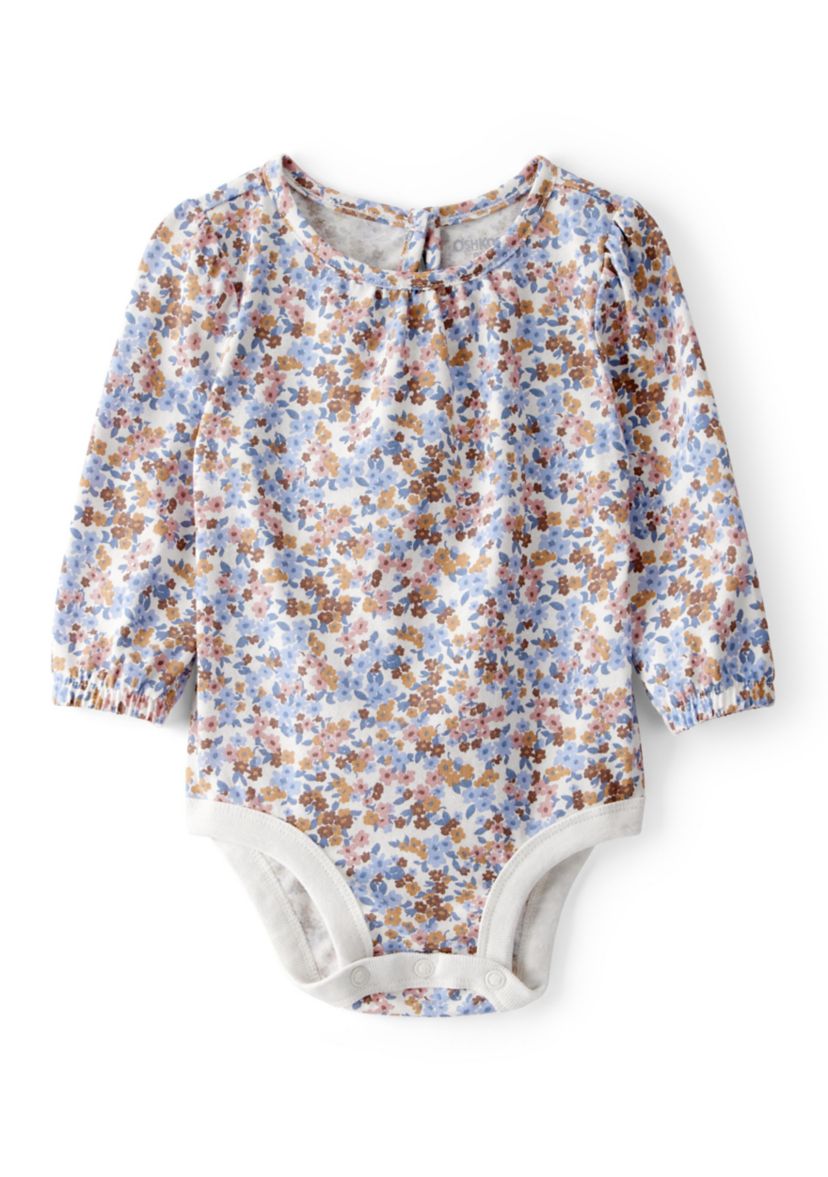 Baby Girls Floral Print Long-Sleeve Bodysuit
