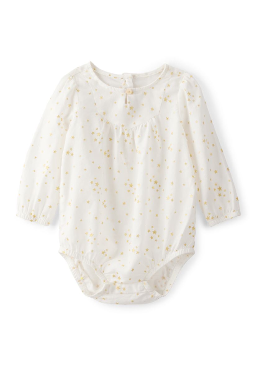 Baby Girls Star Print Cotton Long-Sleeve Fashion Bodysuit 