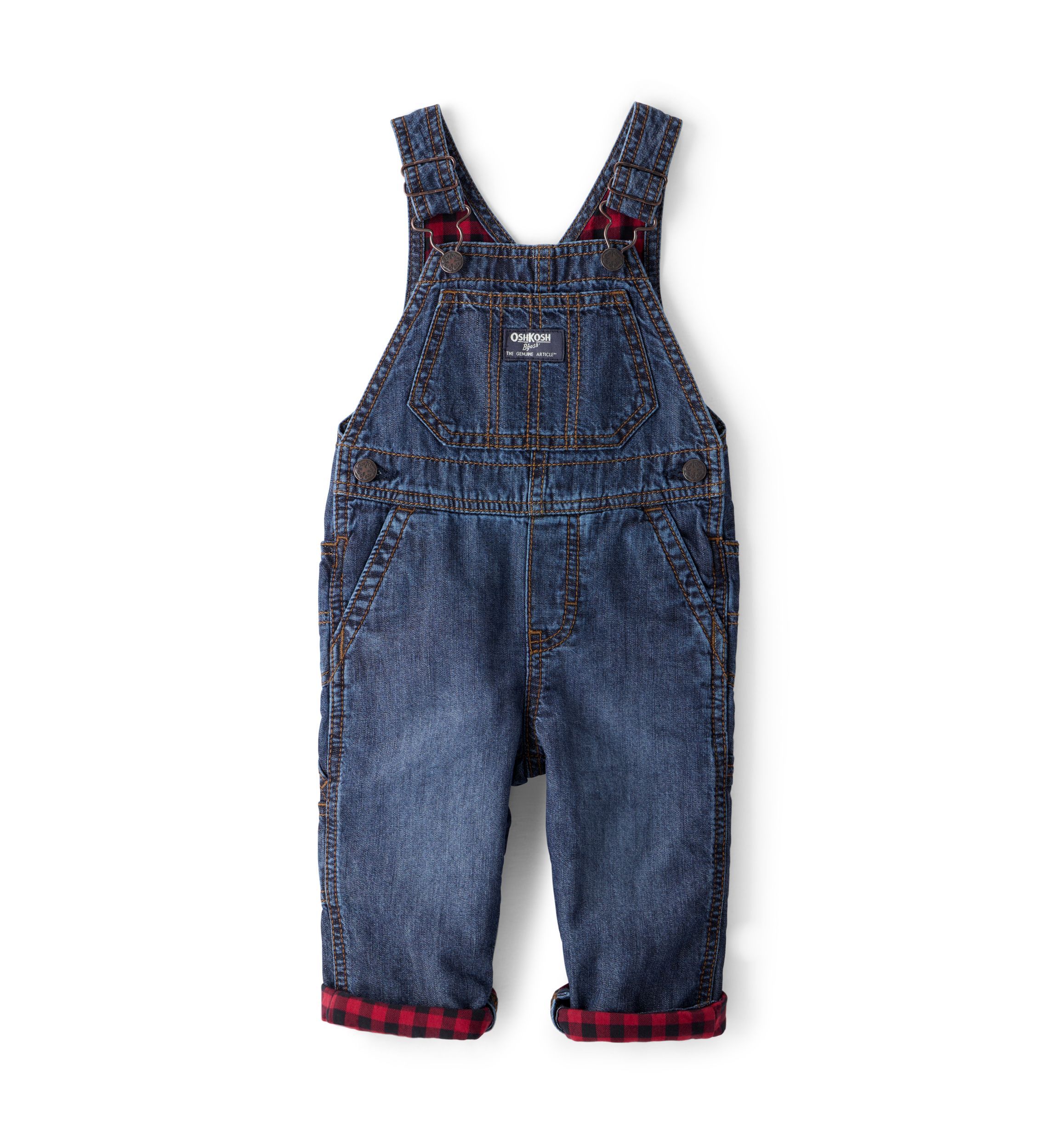 Baby Boys Buffalo Print Cotton Sleeveless Overalls 