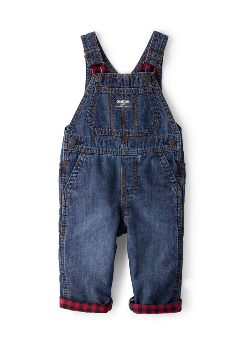 Baby Boys Buffalo Print Cotton Sleeveless Overalls 