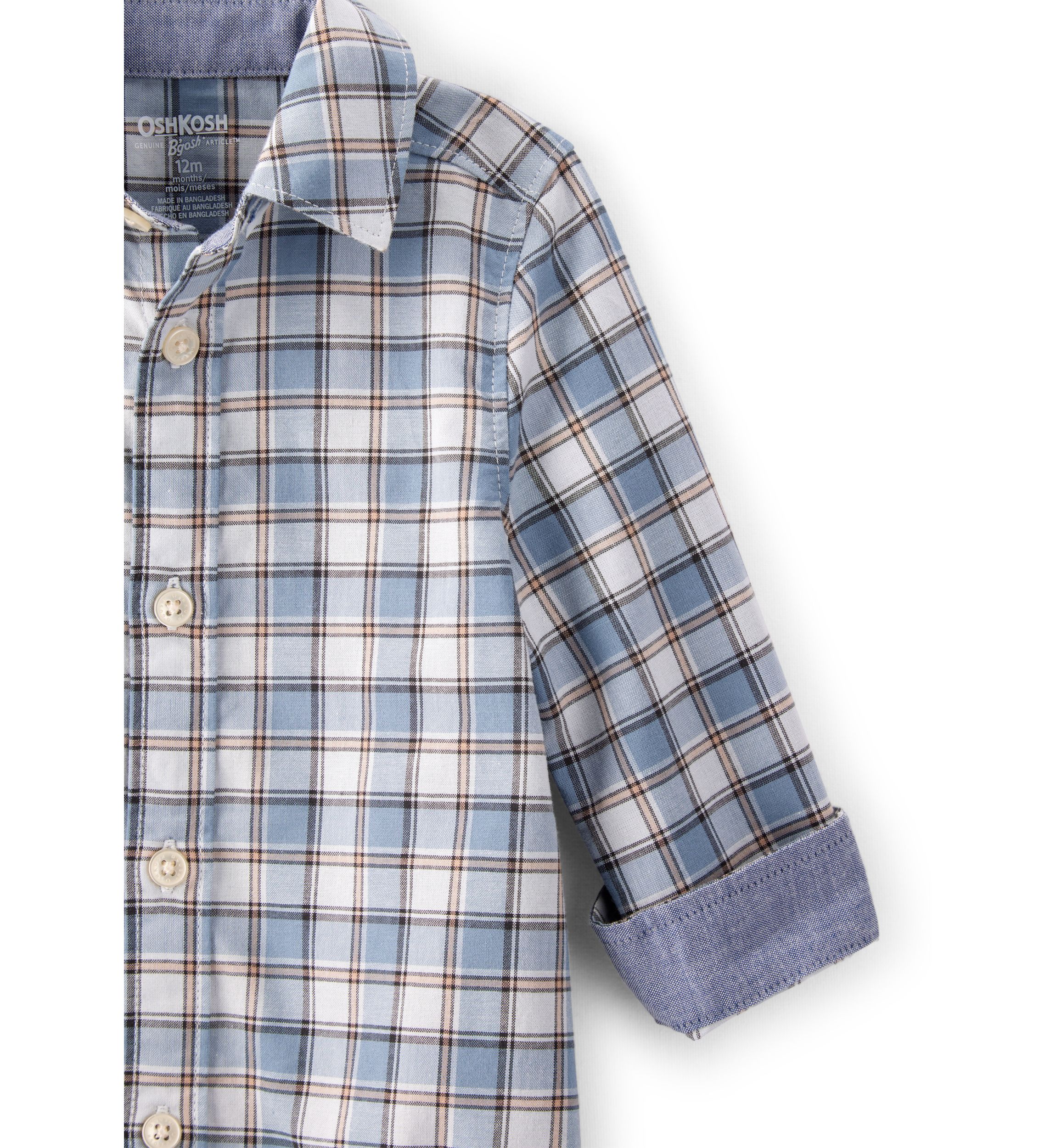 Baby Boys Plaid Cotton Long-Sleeve Button-Down Fashion Bodysuit