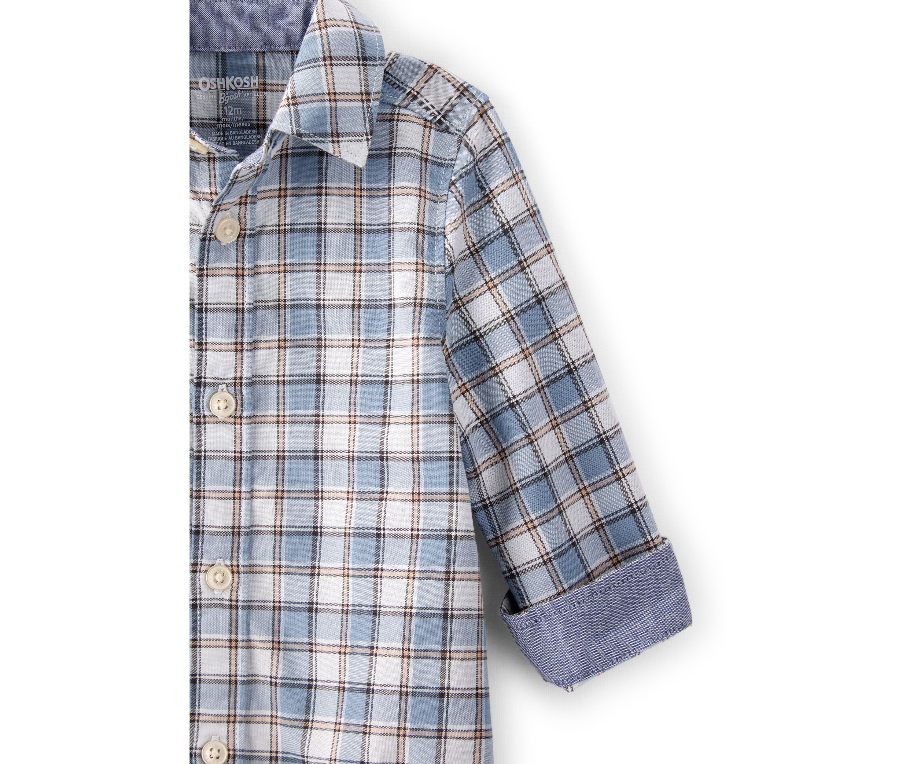 Baby Boys Plaid Cotton Long-Sleeve Button-Down Fashion Bodysuit
