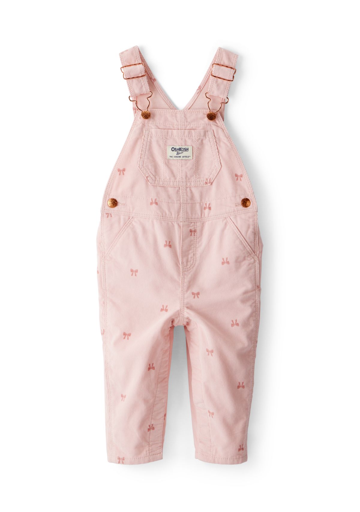 Baby Girls Bow Print Corduroy Sleeveless Overalls