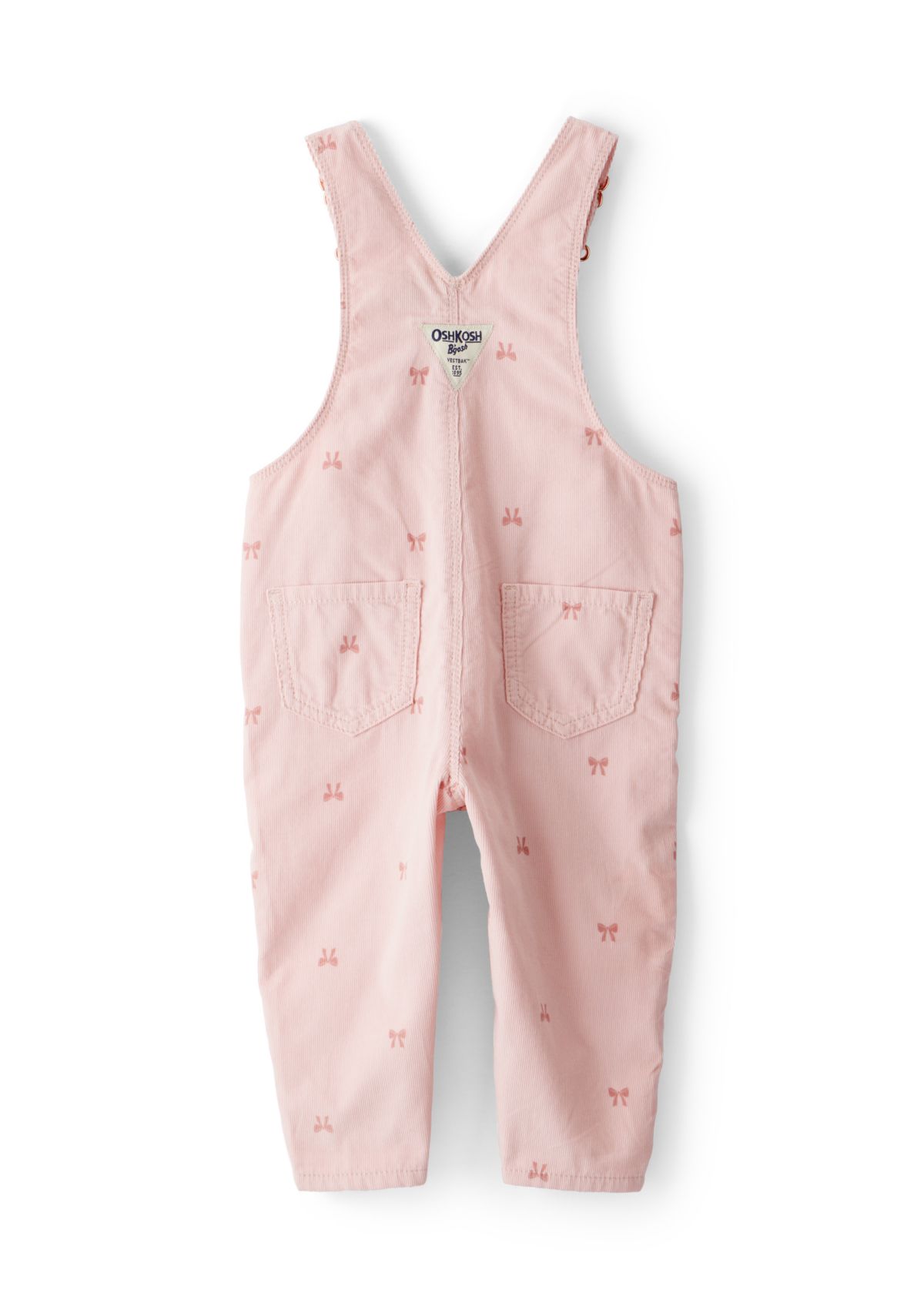 Baby Girls Bow Print Corduroy Sleeveless Overalls