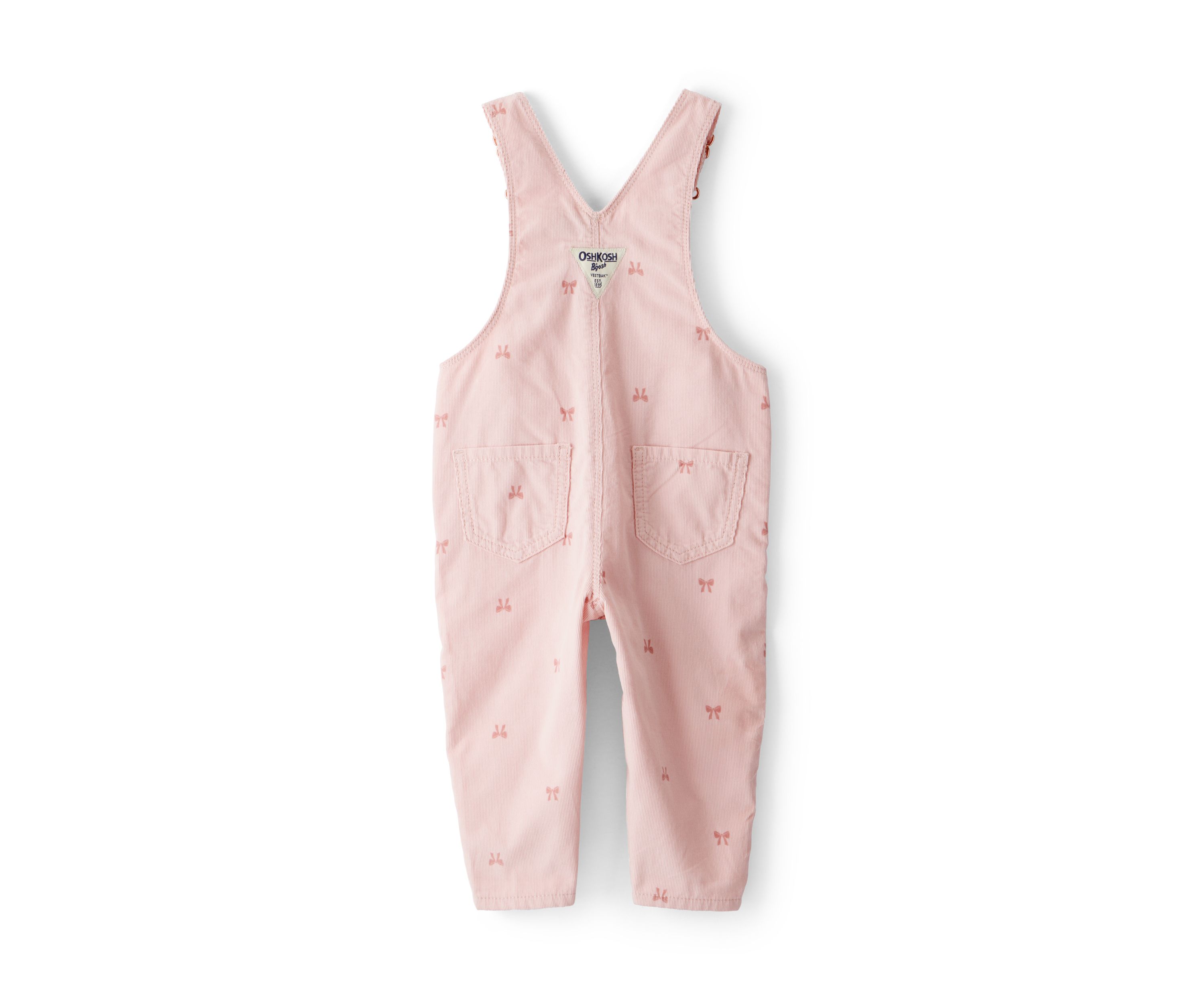 Baby Girls Bow Print Corduroy Sleeveless Overalls