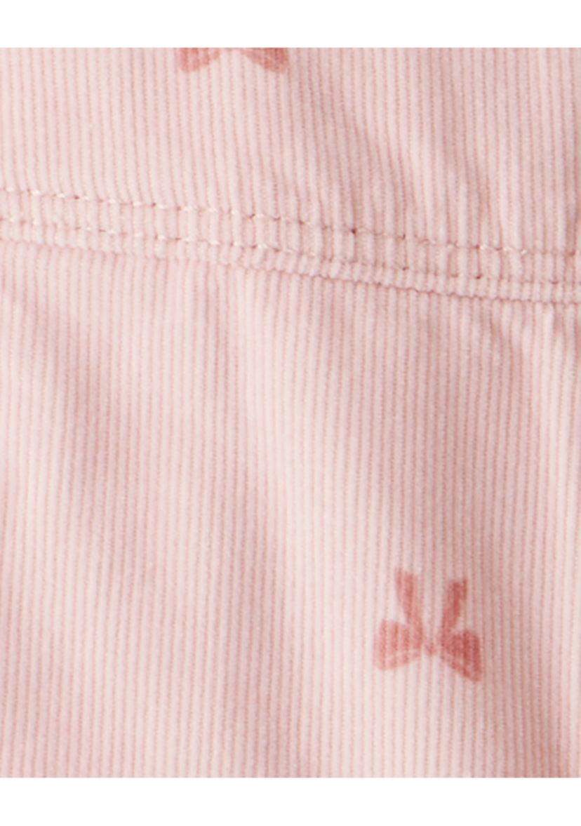 Baby Girls Bow Print Corduroy Sleeveless Overalls