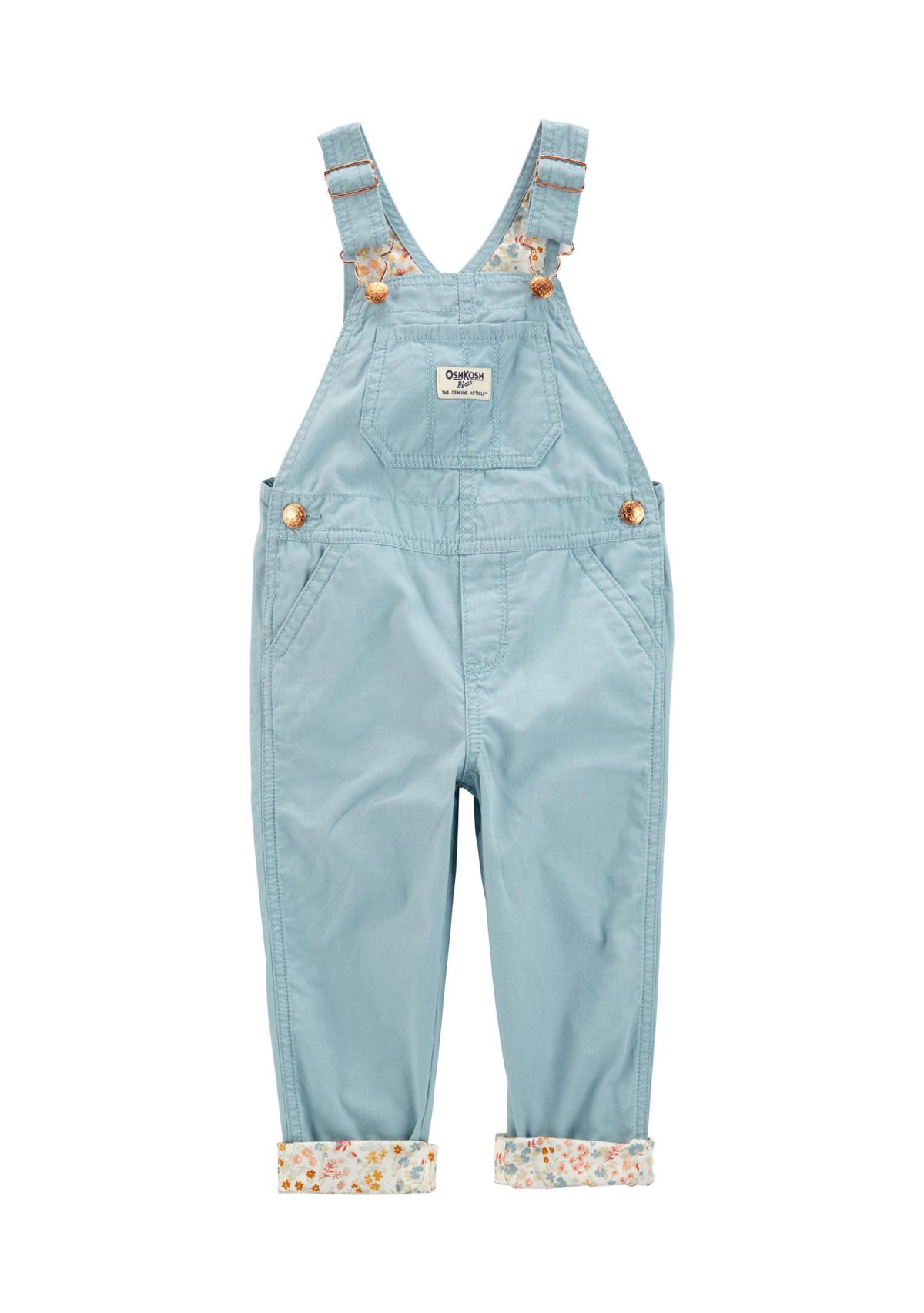 Toddler Girls Floral Lined Overalls