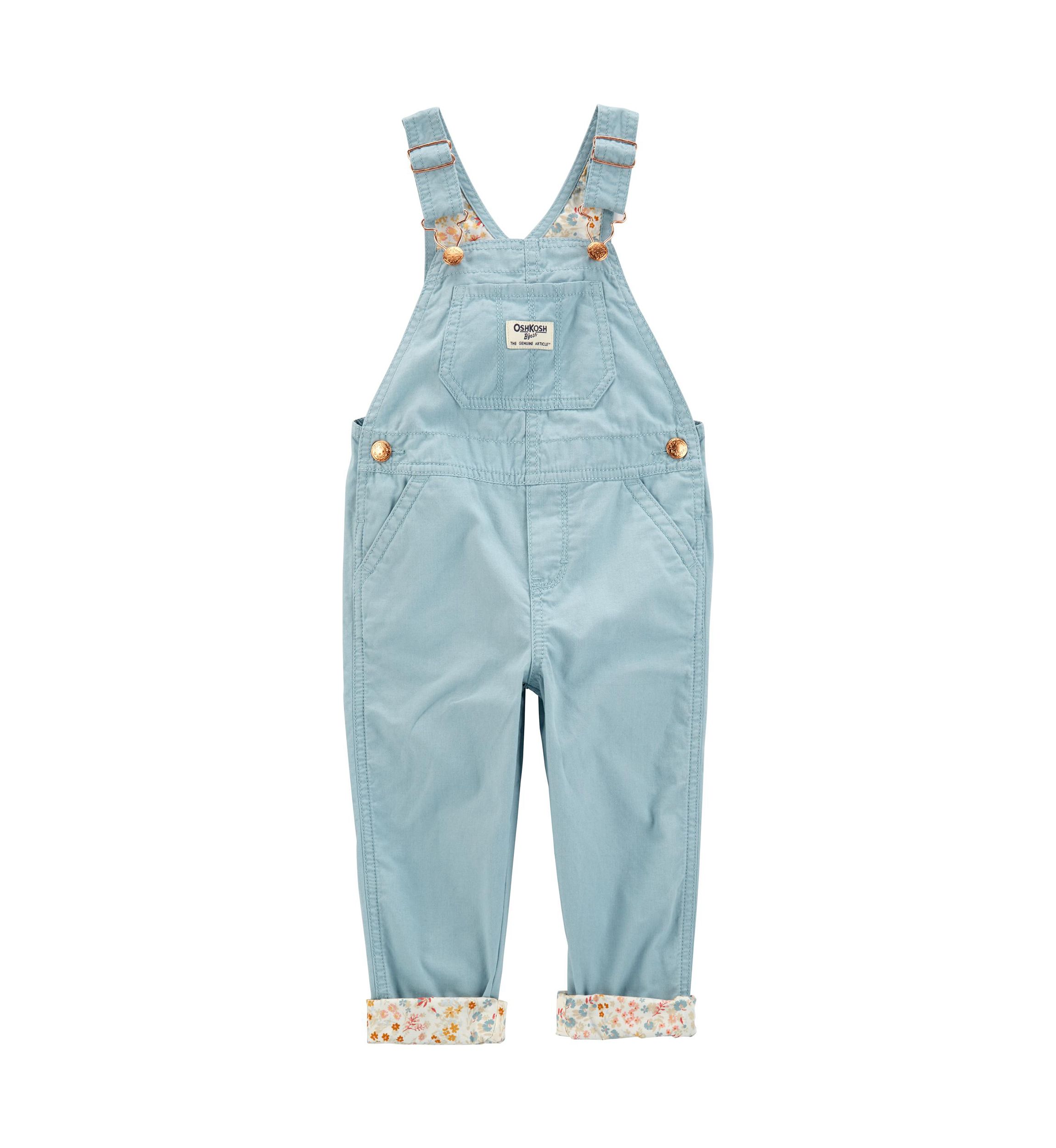 Toddler Girls Floral Lined Overalls