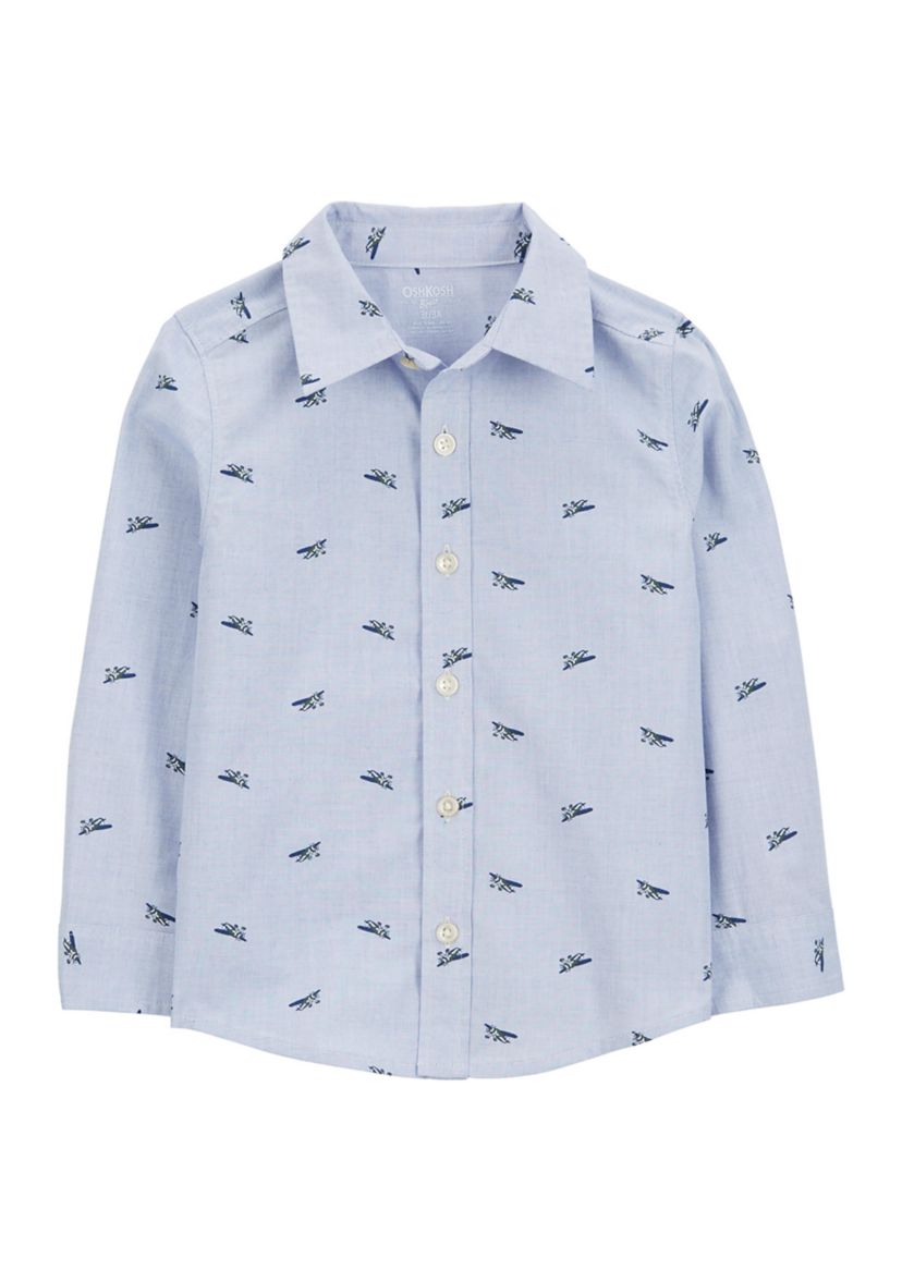 Toddler Boys Long Sleeve Woven Top