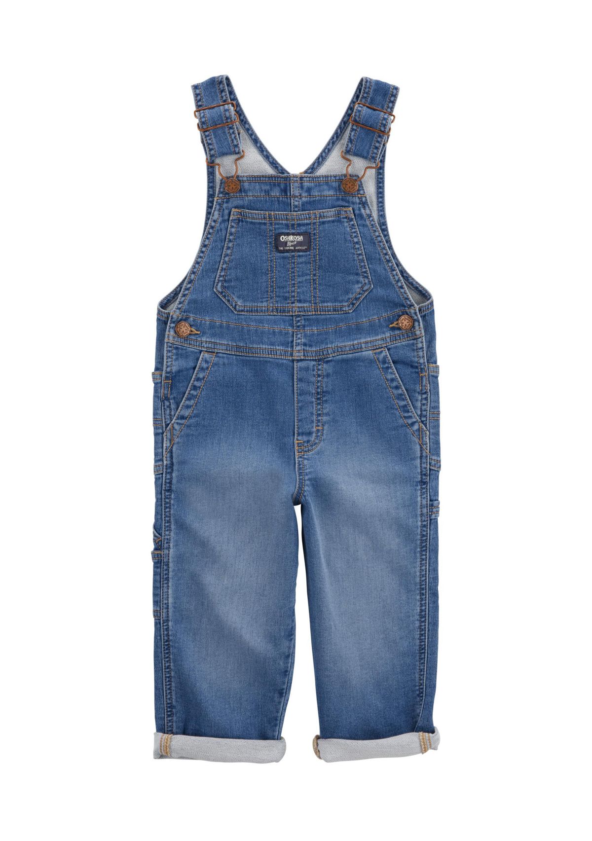 Toddler Boys Knit Denim Overalls