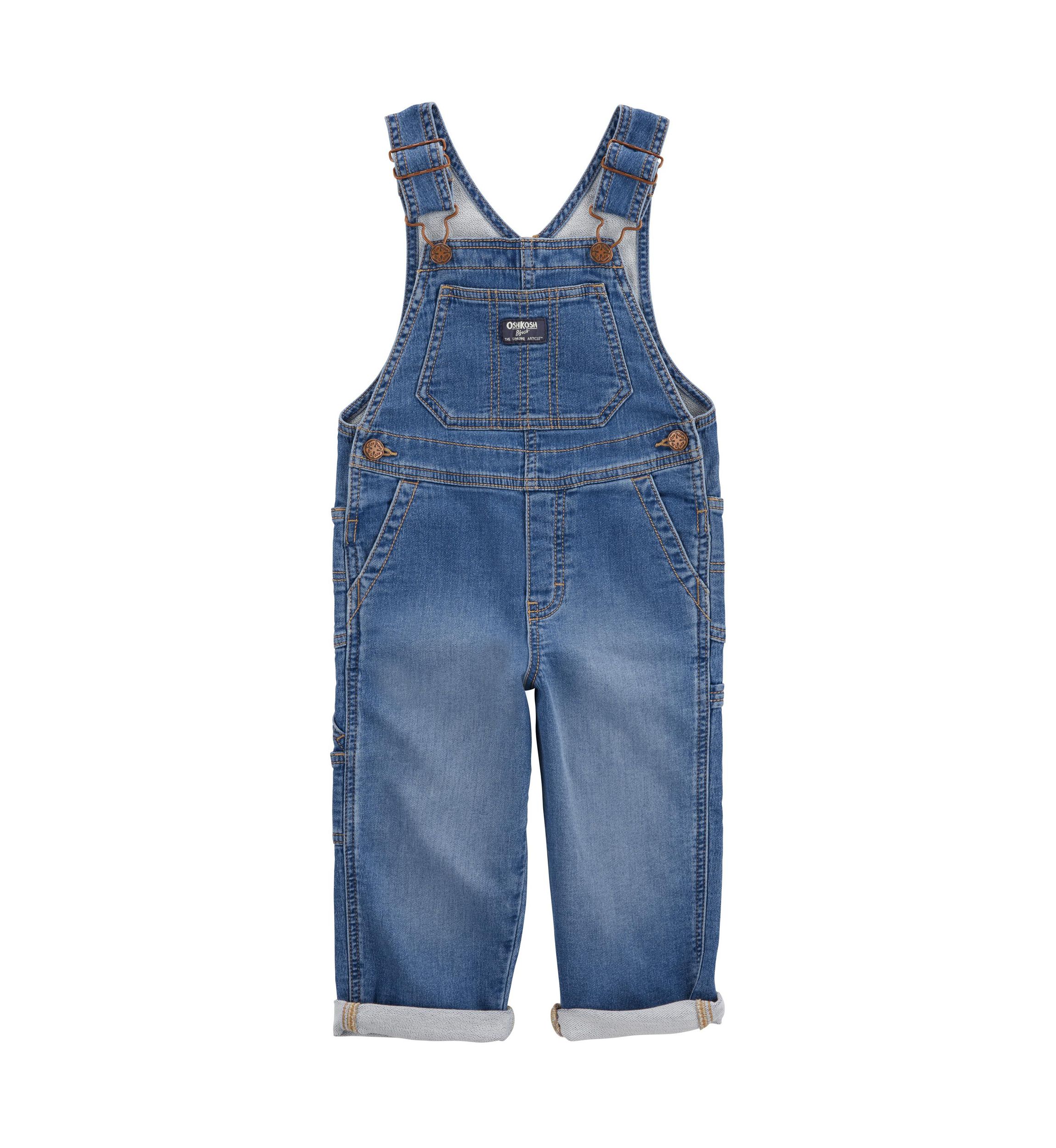 Toddler Boys Knit Denim Overalls