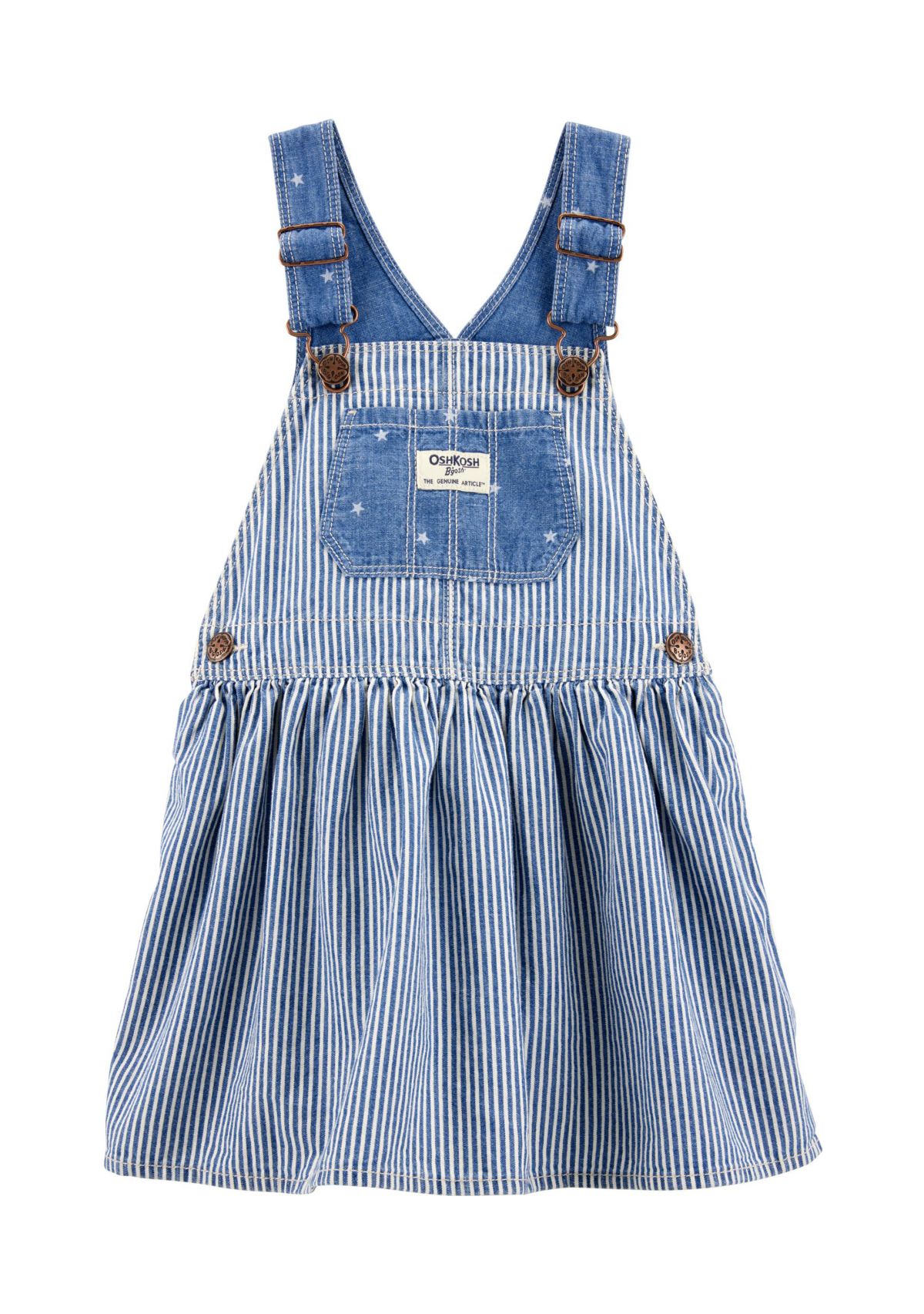 Toddler Girls Striped Cotton Chambray Jumper Dress