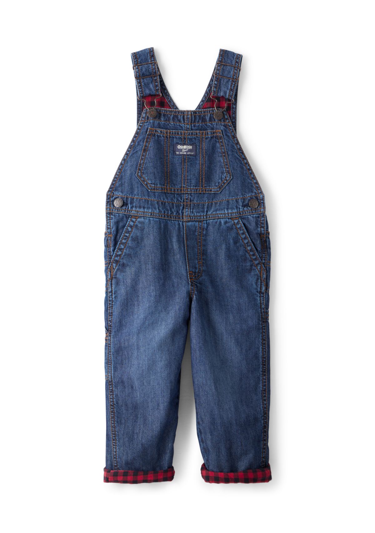 Toddler Boys Buffalo Print Cotton Sleeveless Overalls