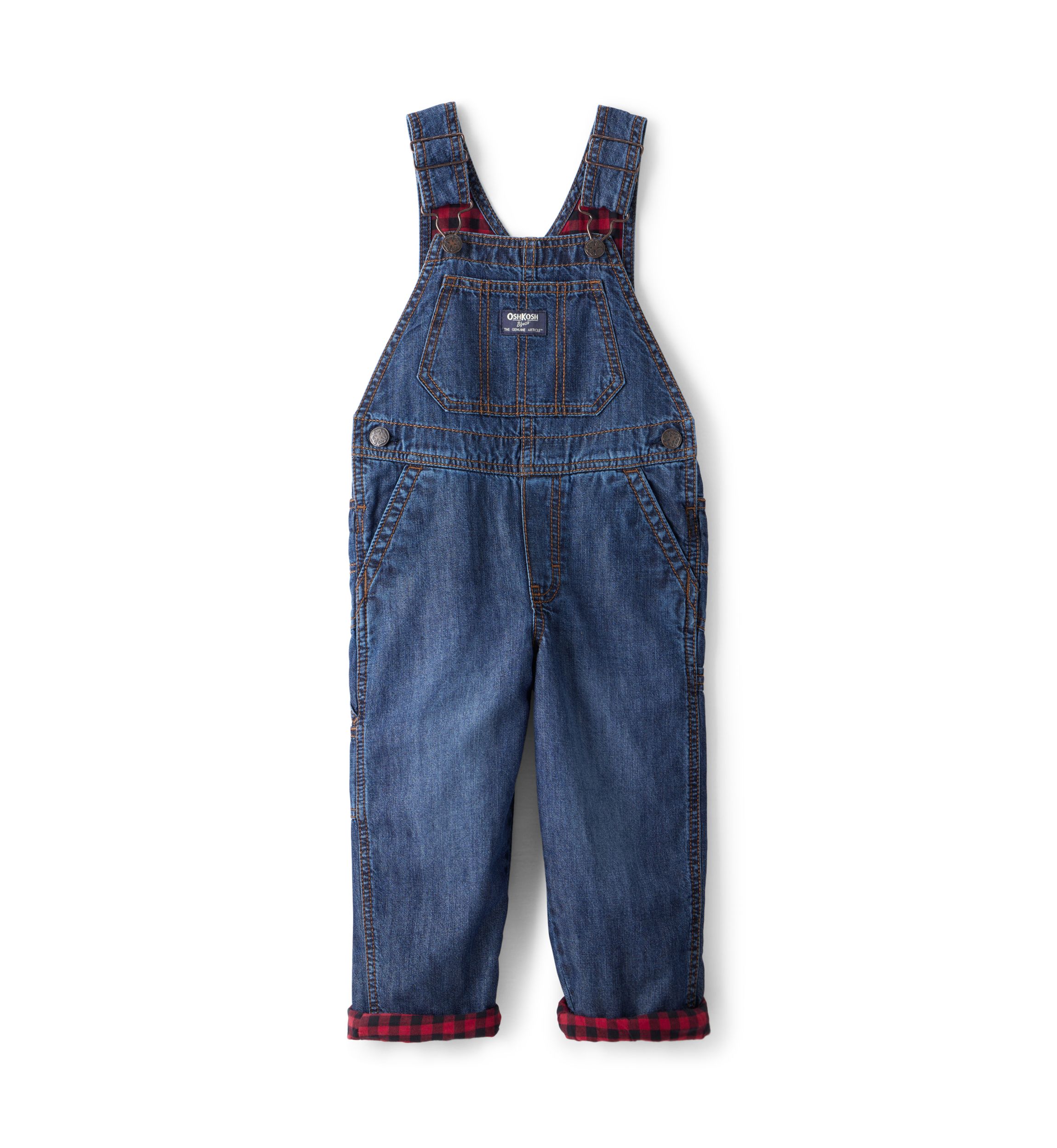 Toddler Boys Buffalo Print Cotton Sleeveless Overalls