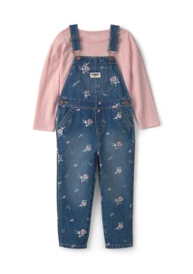OshKosh B'gosh Toddler Girls Floral Denim Overall Set, 2T
