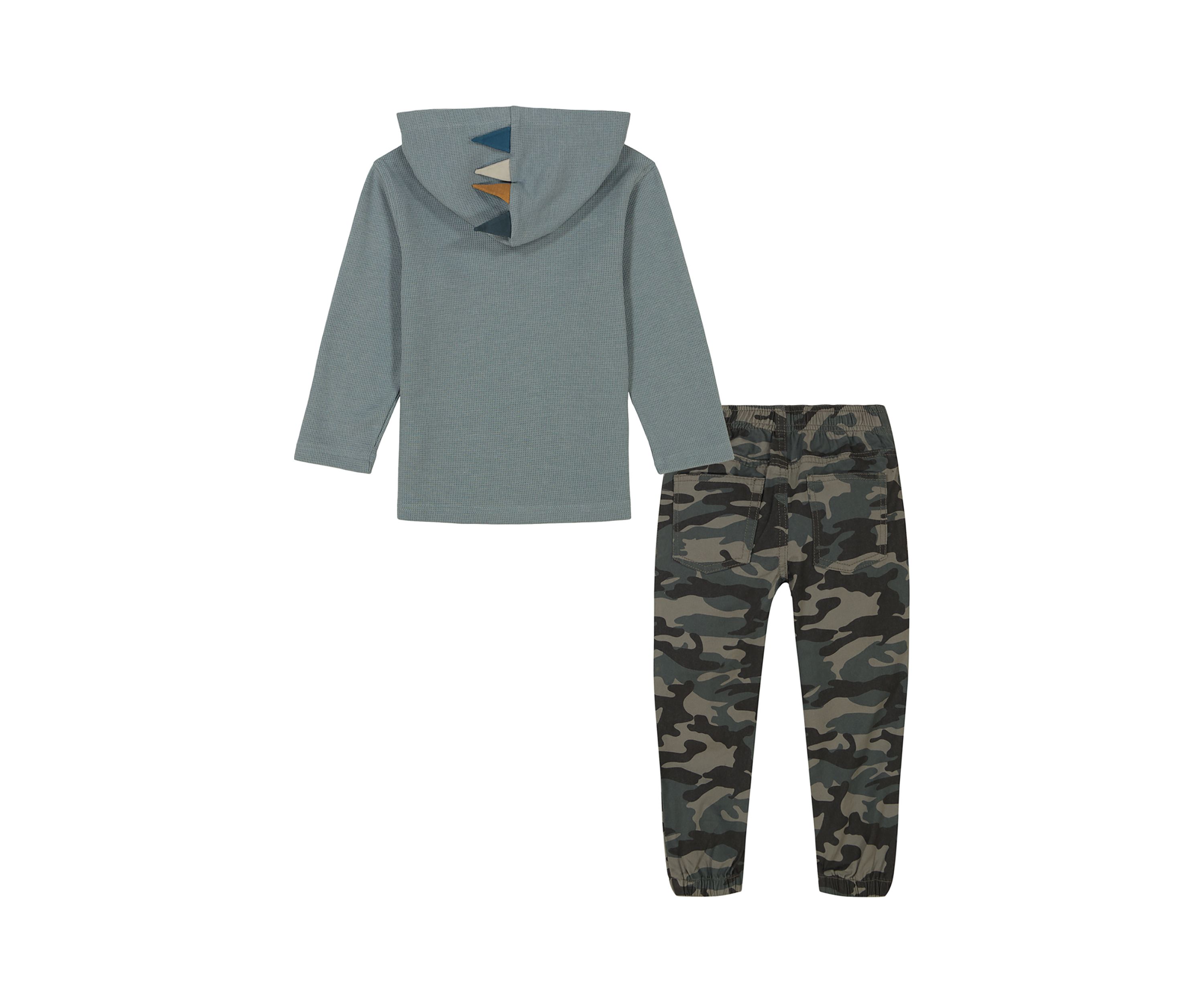 Baby Boys 2 Piece Knit Hooded T-Shirt and Woven Joggers Set